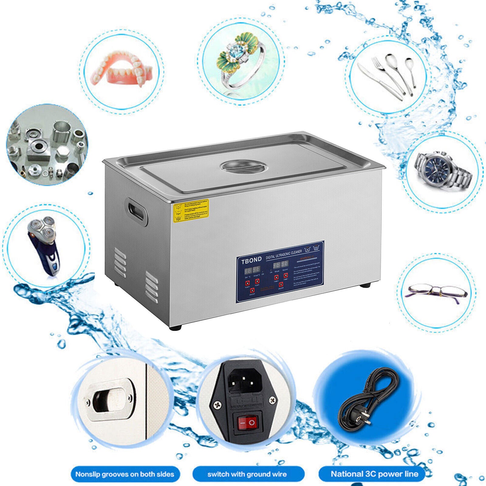 22L Digital Ultrasonic Cleaner Stainless Steel Industry Heated Heater w/Timer