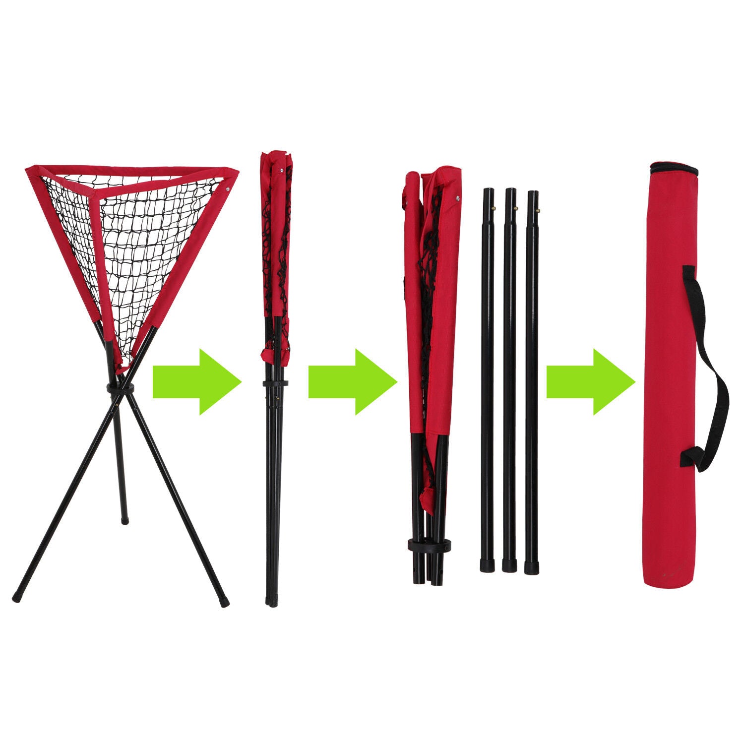 7x7 Hitting Baseball Softball Practice Net Bundle with Red Bag + Ball Caddy