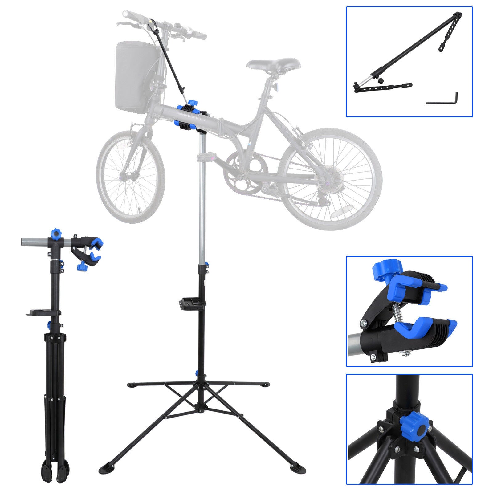 Bike Adjustable 42 - 74' Bicycle Rack Repair Stand w/Tool Tray &Telescopic Arm