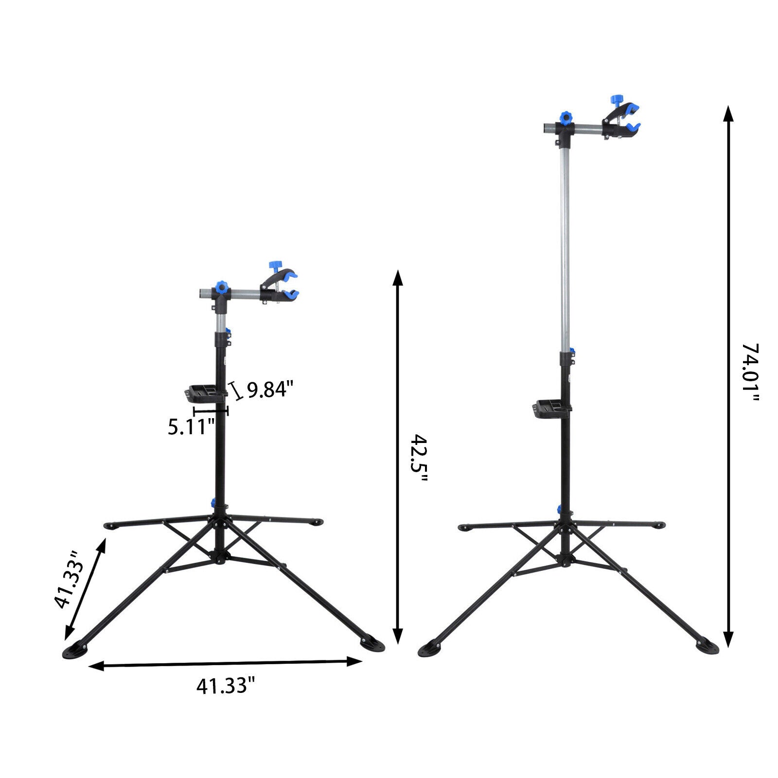 Bike Adjustable 42 - 74' Bicycle Rack Repair Stand w/Tool Tray &Telescopic Arm