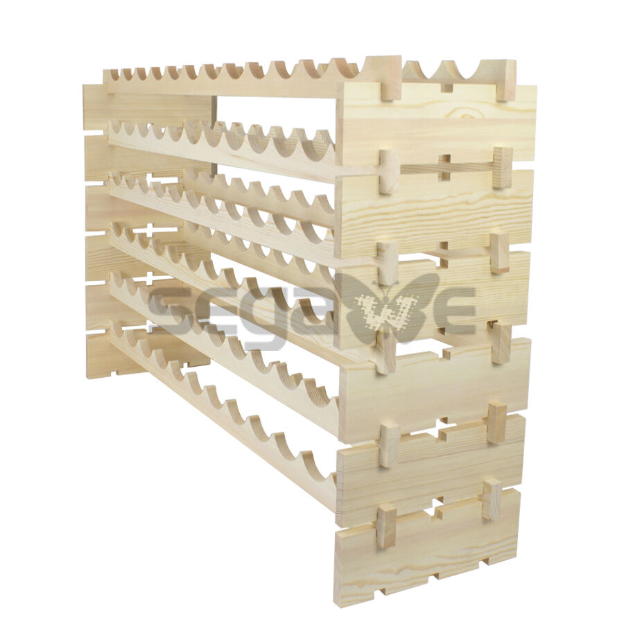 72 Bottles Wine Rack Stackable Storage 6 Tier Solid Wood Display Shelves New