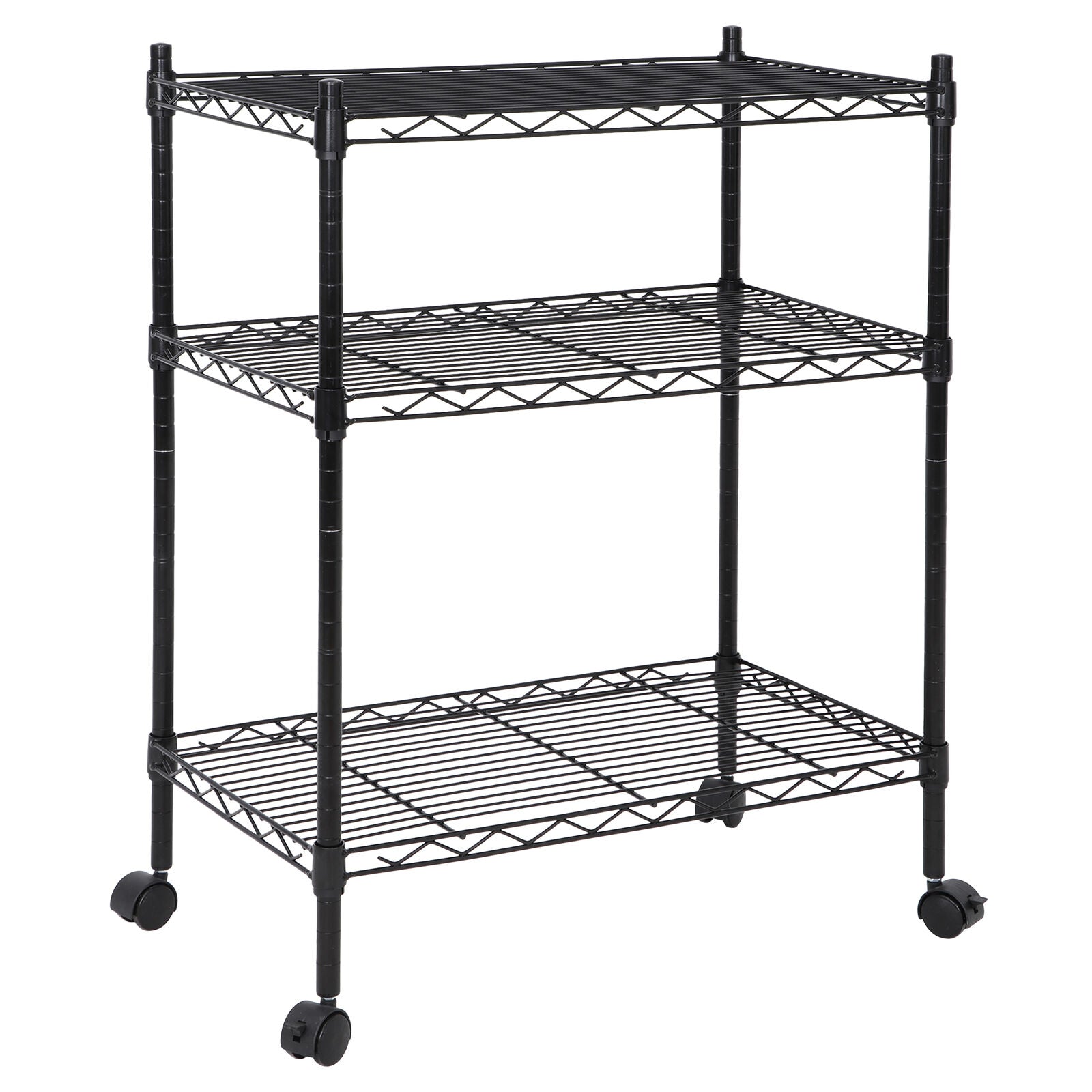 3-Tier Unit Wire Rack Shelving Storage Metal Organizer W/2