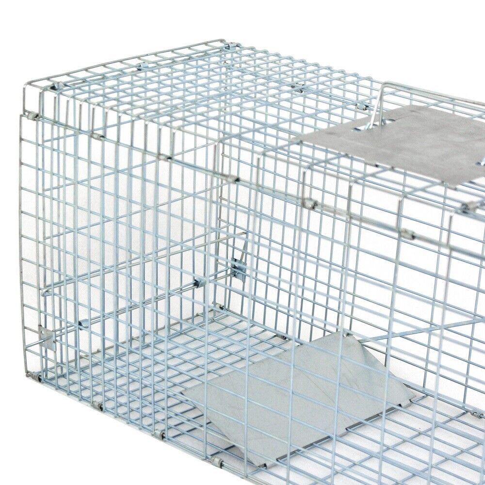 Humane Animal Trap 32x12x12 Steel Cage Live Rodent Control Skunk Rabbit Opossum