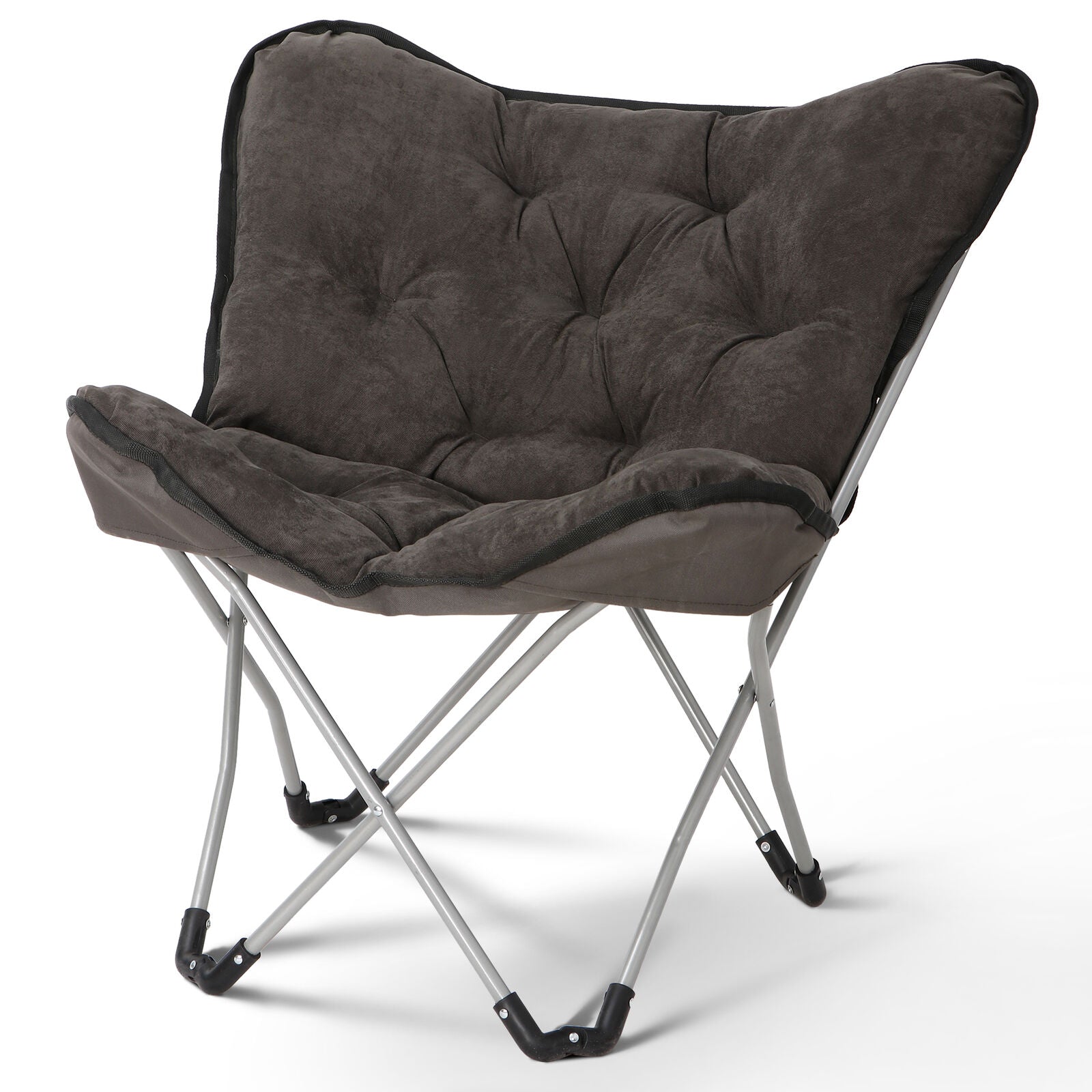 Foldable Butterfly Chair Square Lounge Soft Seat Living Room Furniture Deep Grey