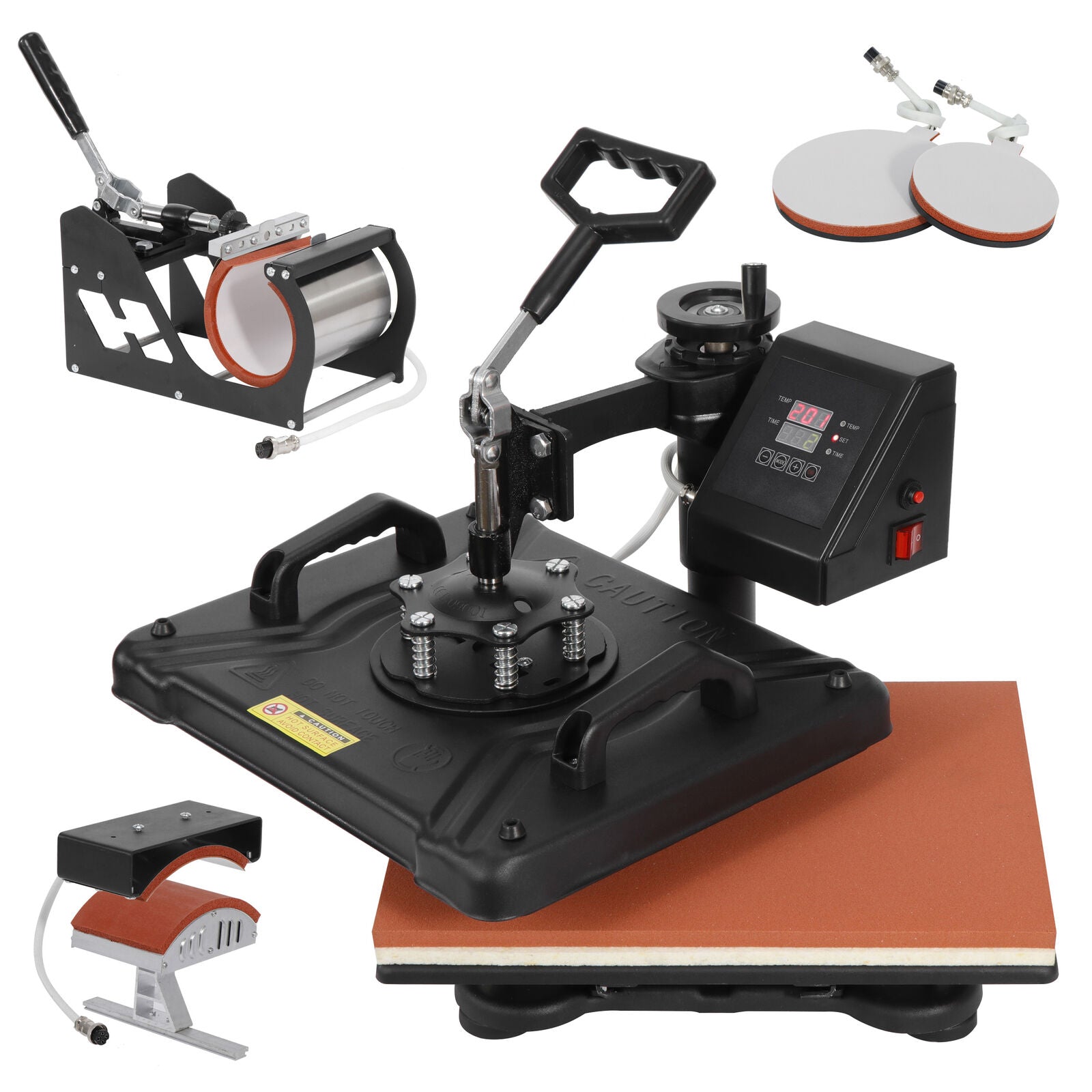 5 in 1 Heat Press Machine Digital Sublimation T-shirt Mug Plate Hat  Printer