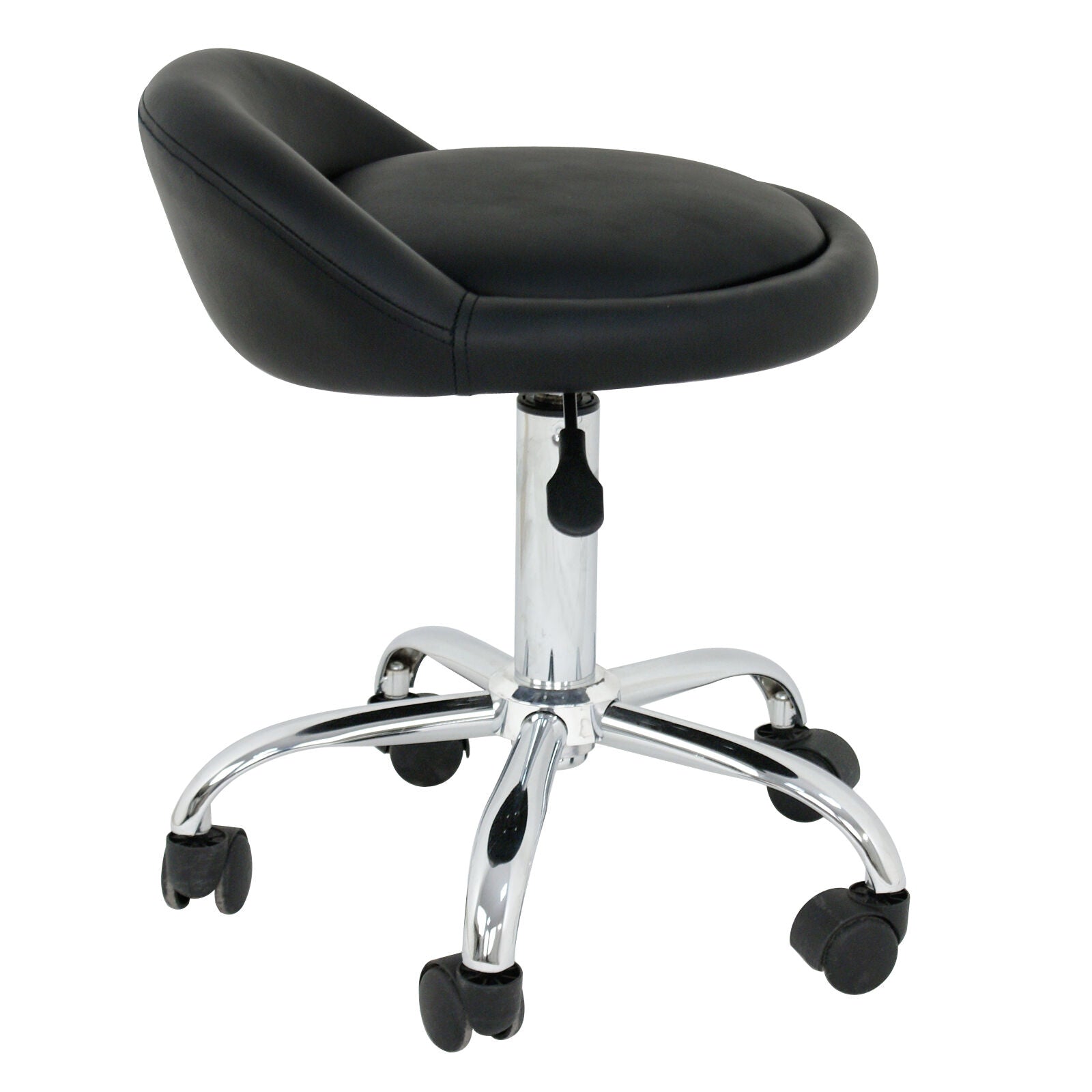 Set of 2 Salon Stool with Back Rest Saddle Rolling Hydraulic Spa Stools (BLACK)