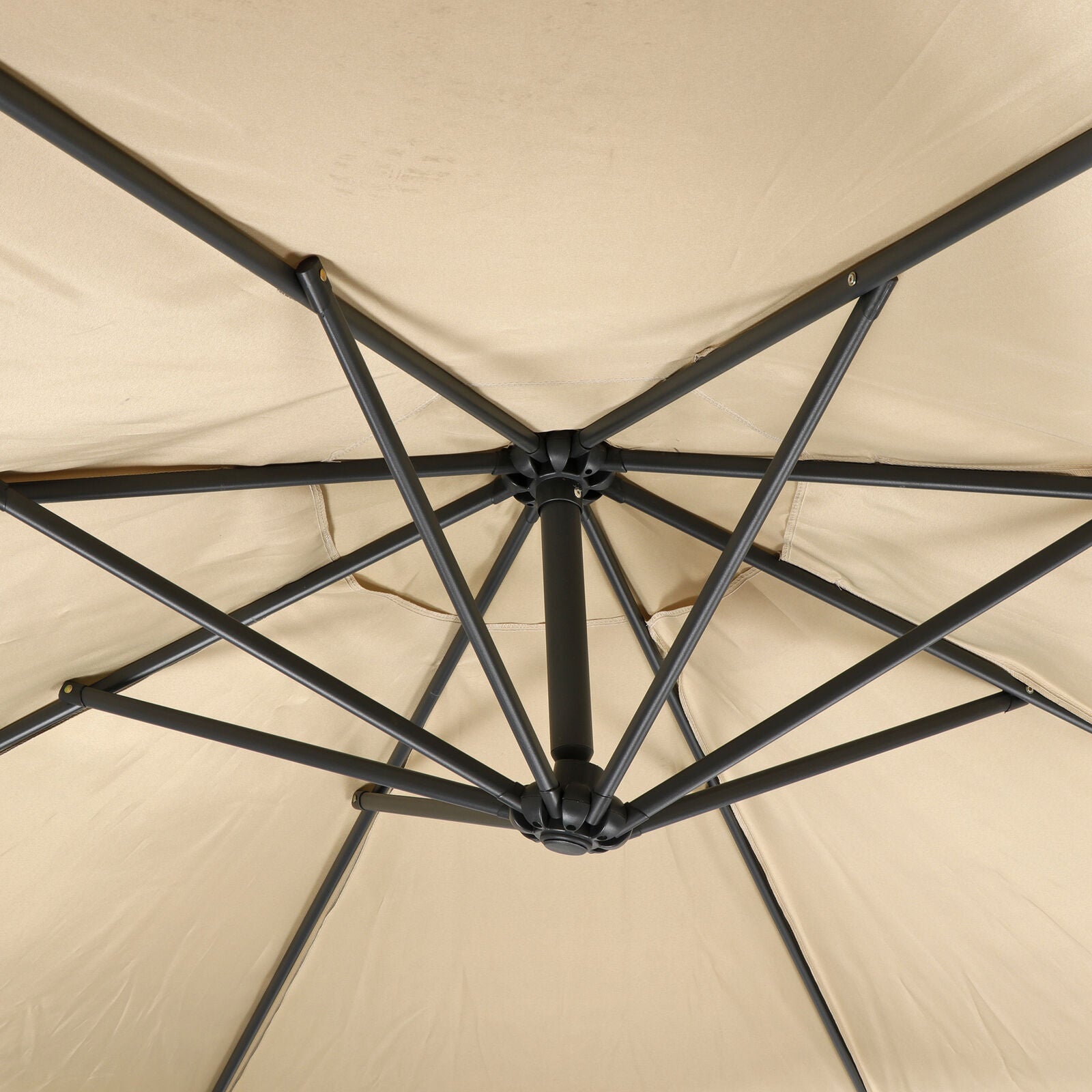 10ft Patio Umbrella Offset Market Umbrella Cantilever Hanging 8 Ribs Outdoor Tan