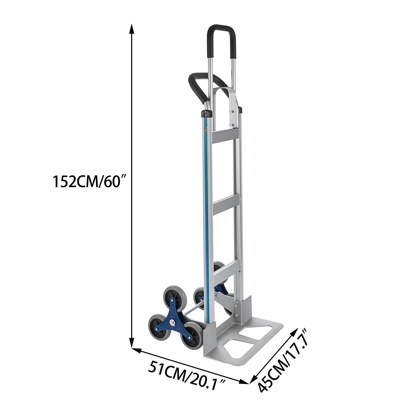 2 IN 1 Stair Climbing Hand Truck Heavy Duty 550lbs Aluminum Cart Dolly W/ Wheels