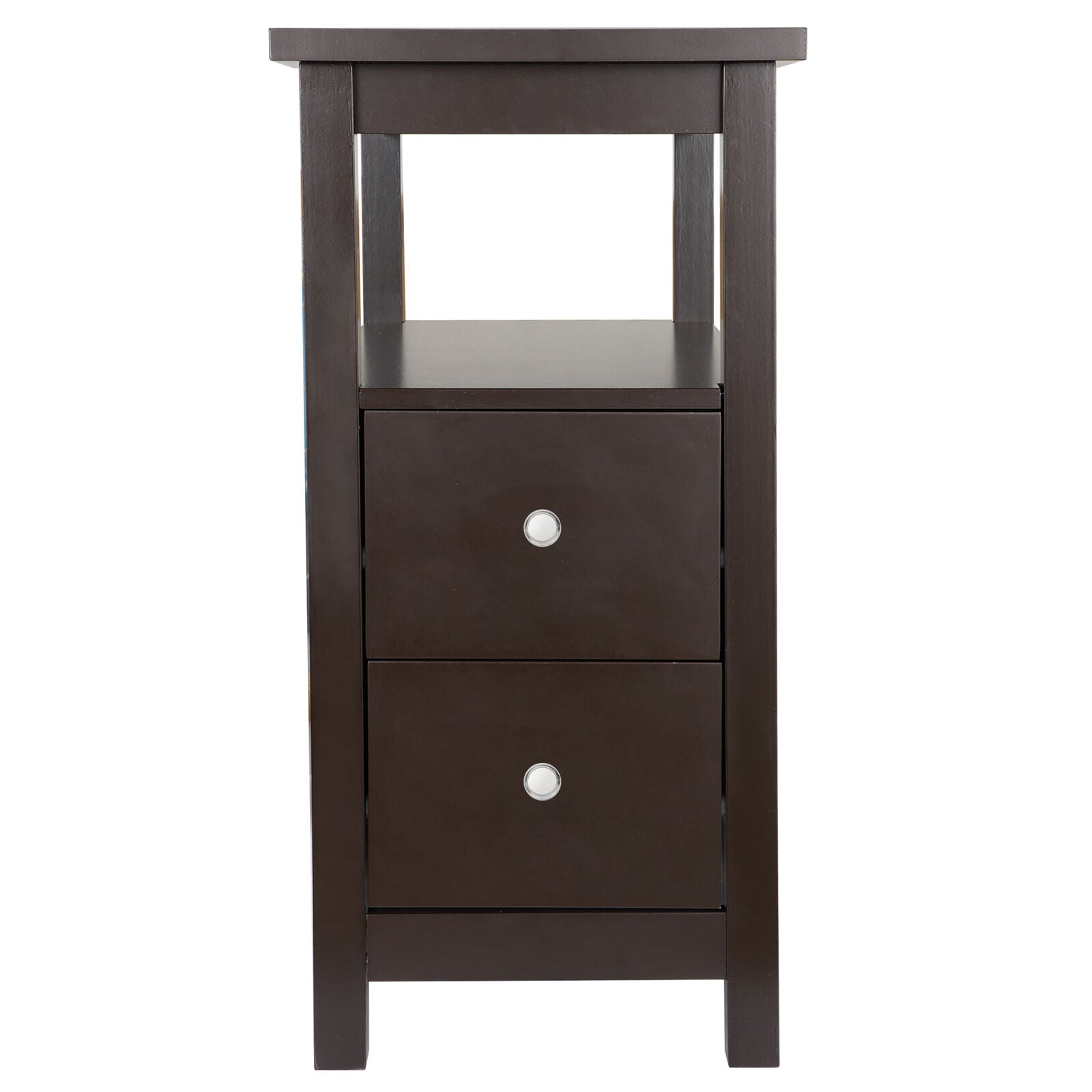 Chairside End Table with 2 Drawer and Shelf Narrow Stand for Living Room