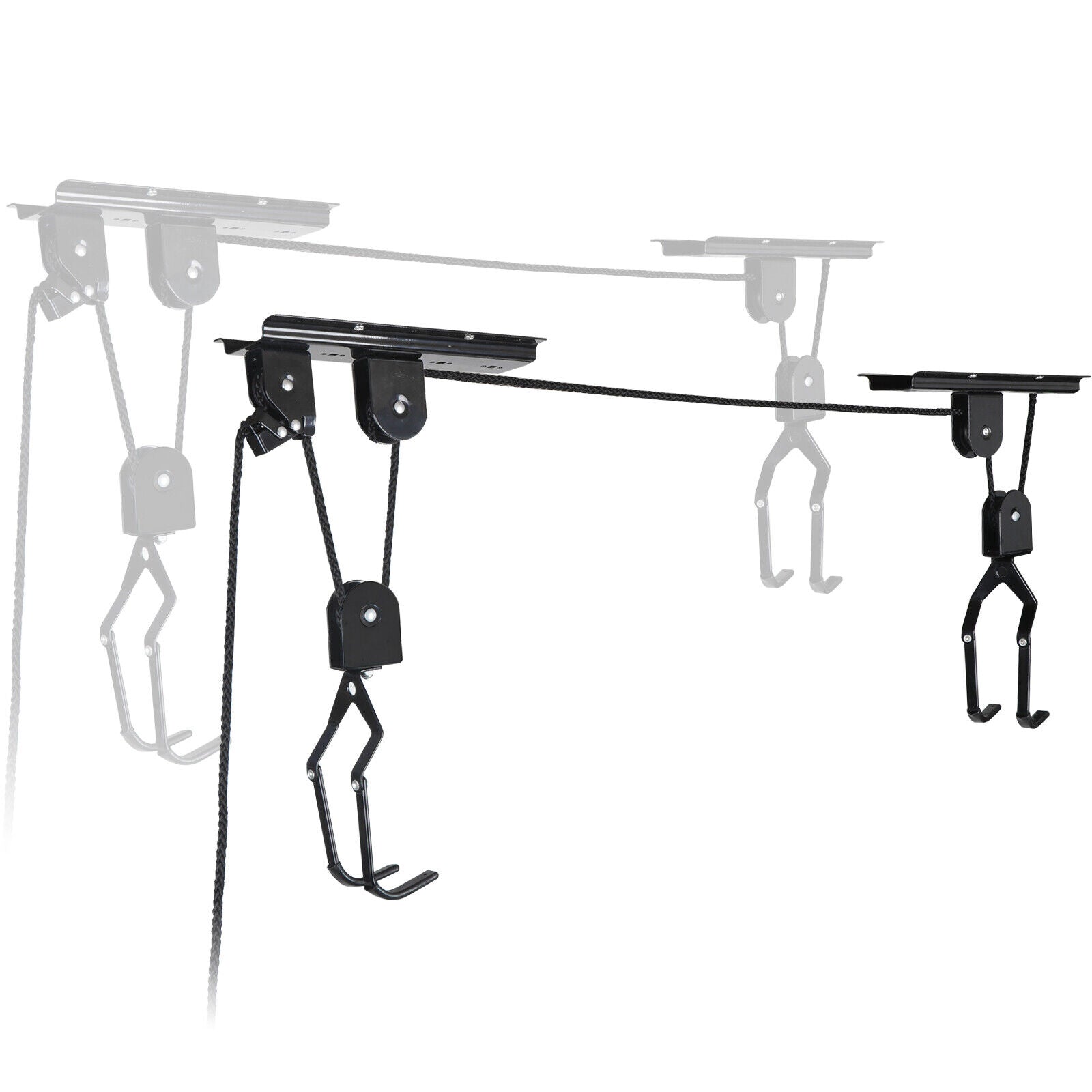 Heavy Duty Bike Hoist Pulley Lift Garage Ceiling Storage Rack W/ Safety Lock