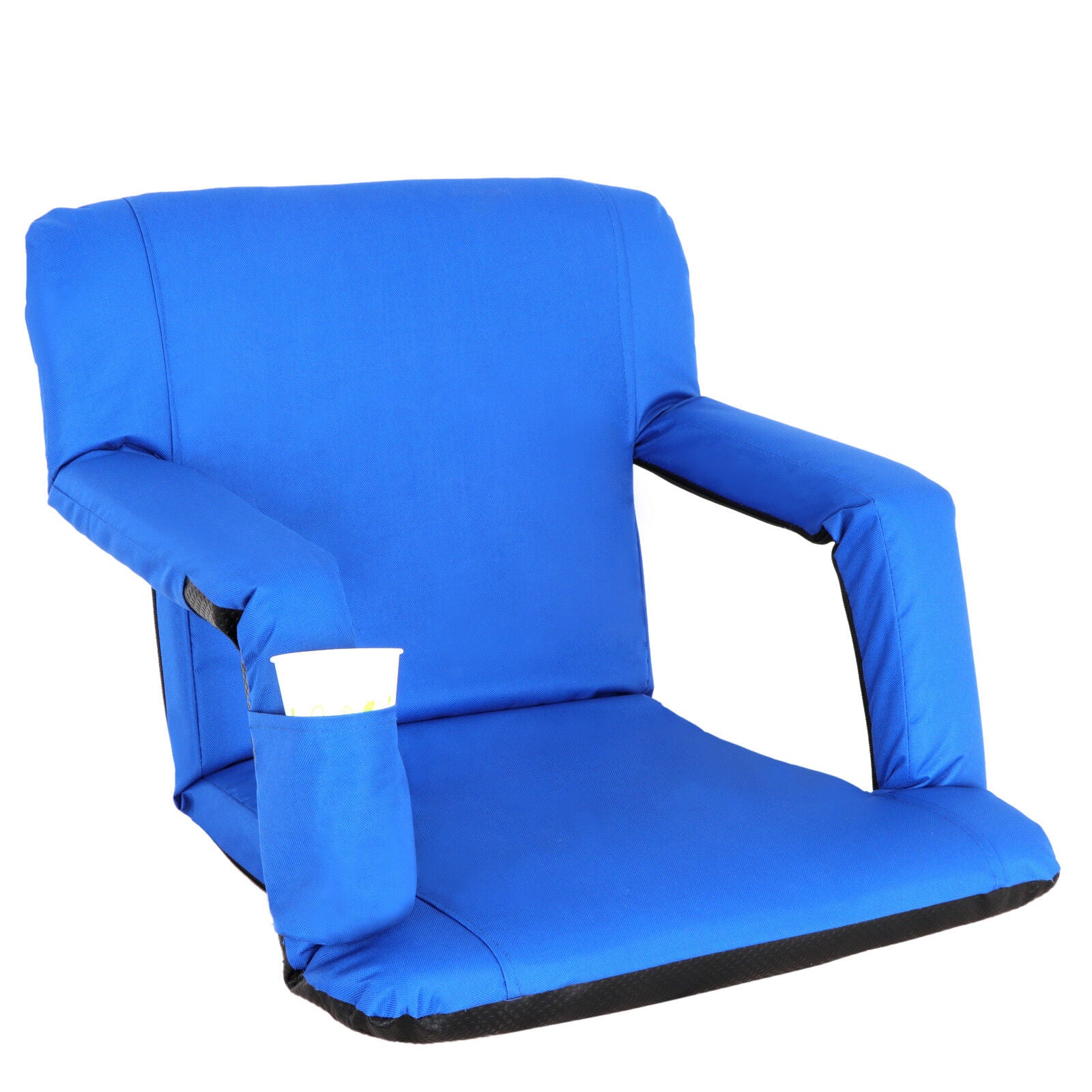 Easy Carry Stadium Seats Chairs Blue Bleachers Benches W/ Padded Cushion Backs