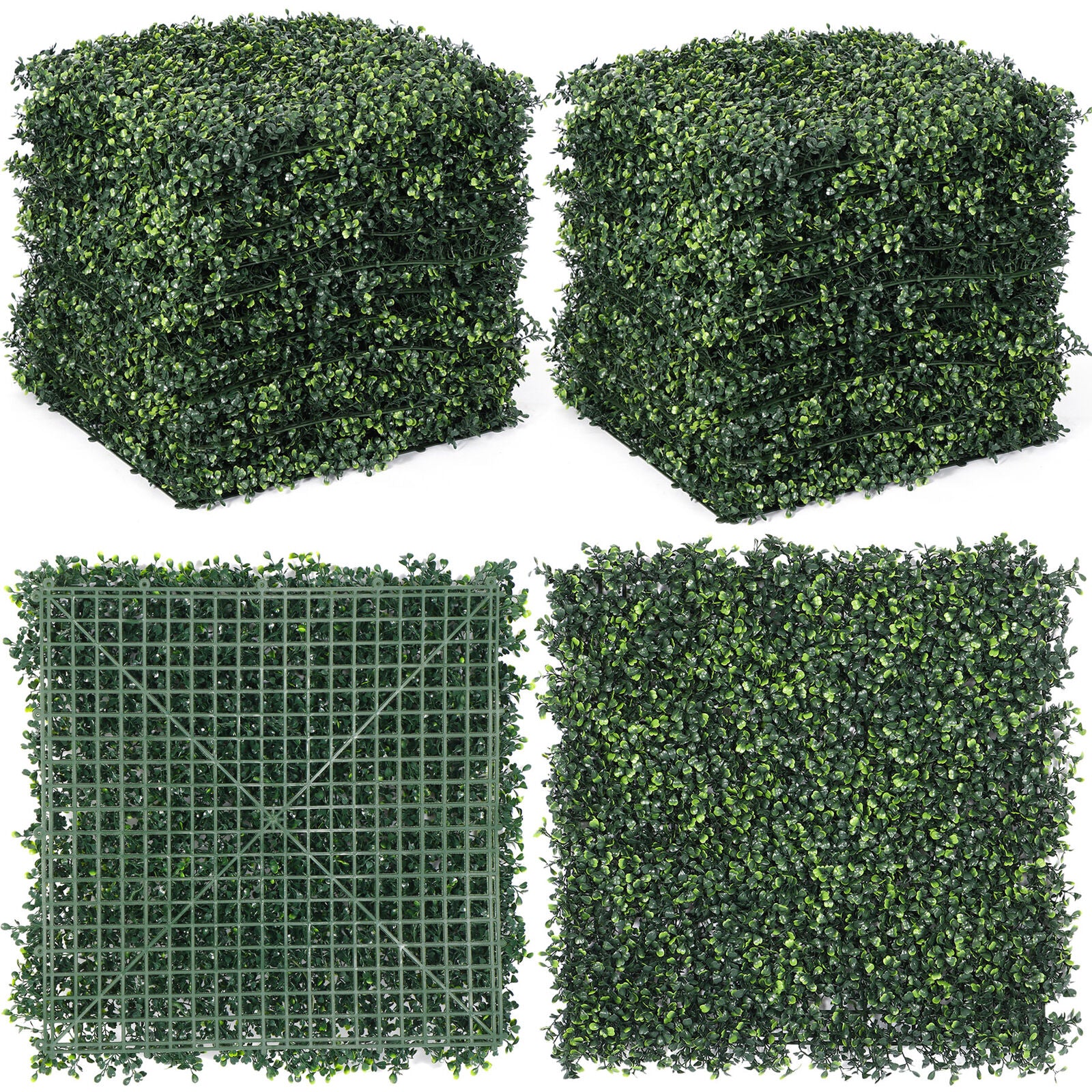 12pcs Artificial Boxwood Mat Wall Hedge Decor Privacy Fence Panels Grass 20x20