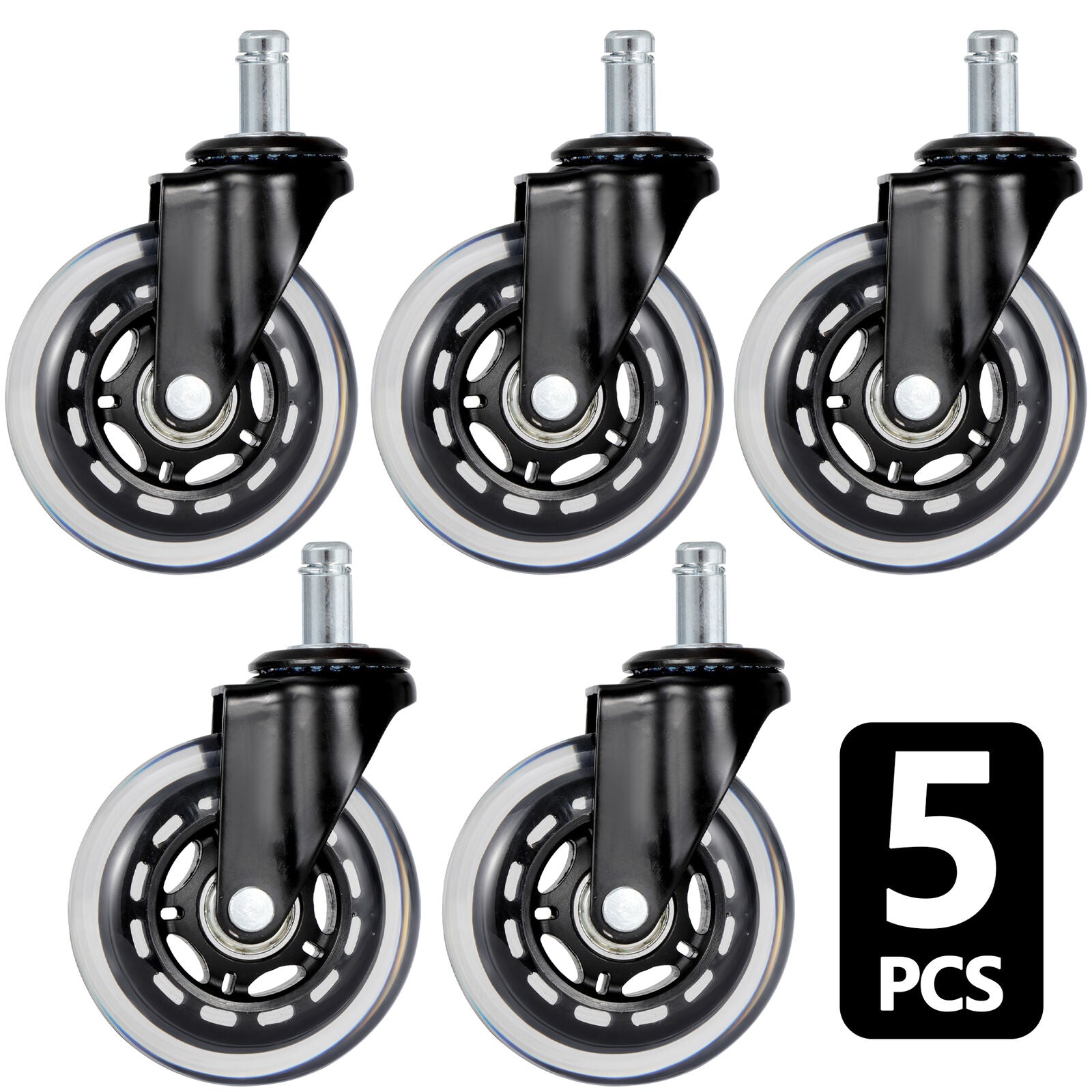 5Pcs Heavy Duty Office Chair Caster Swivel Wheels Replacement Desk Floor Mat