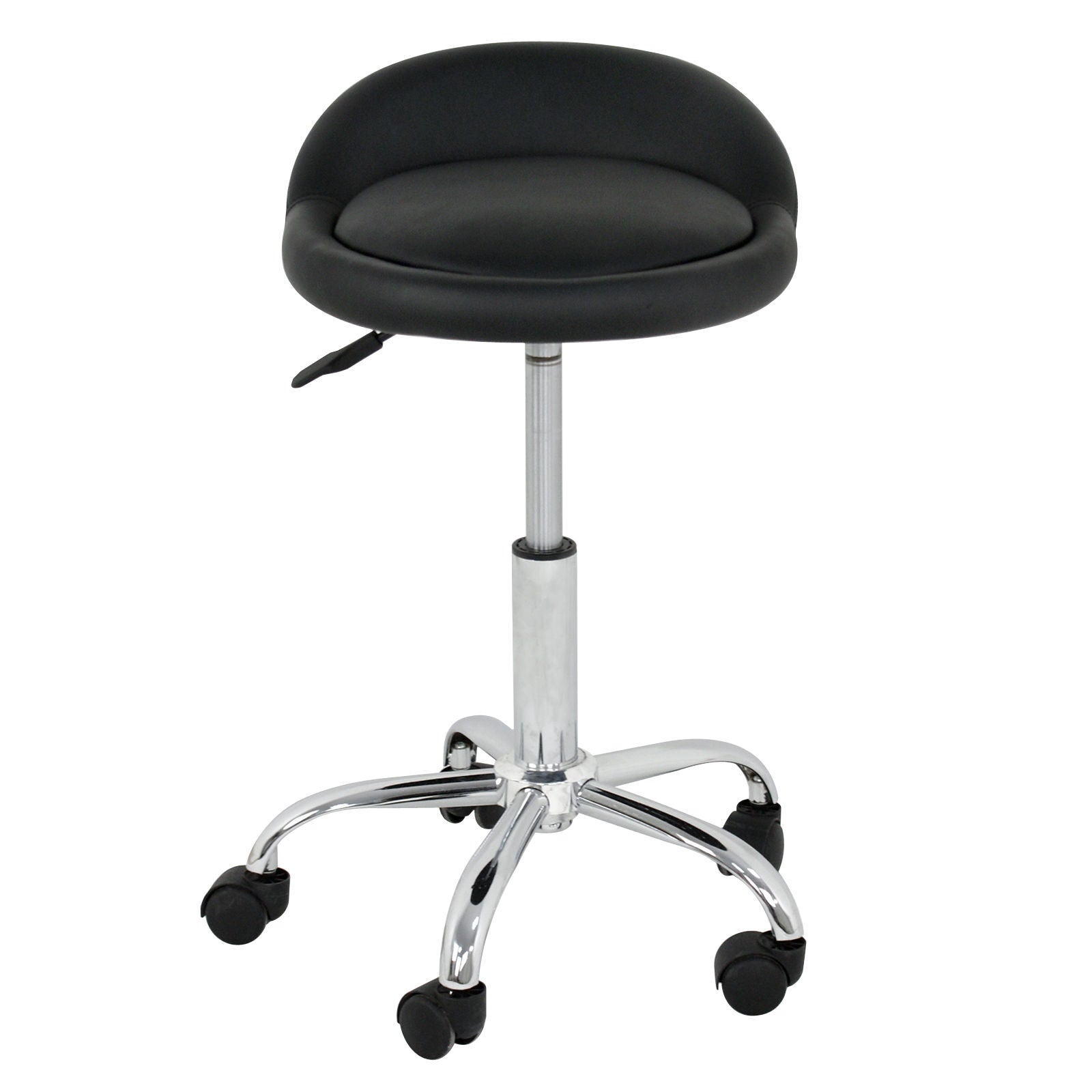 Set of 2 Salon Stool with Back Rest Saddle Rolling Hydraulic Spa Stools (BLACK)