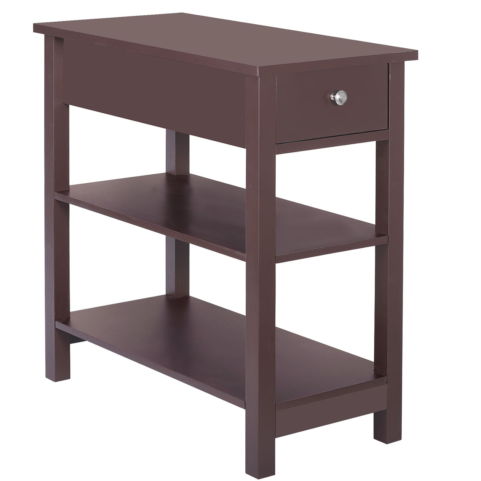 2X Open End Table Narrow Side Table Slim End Table for Living Room Bedroom Brown