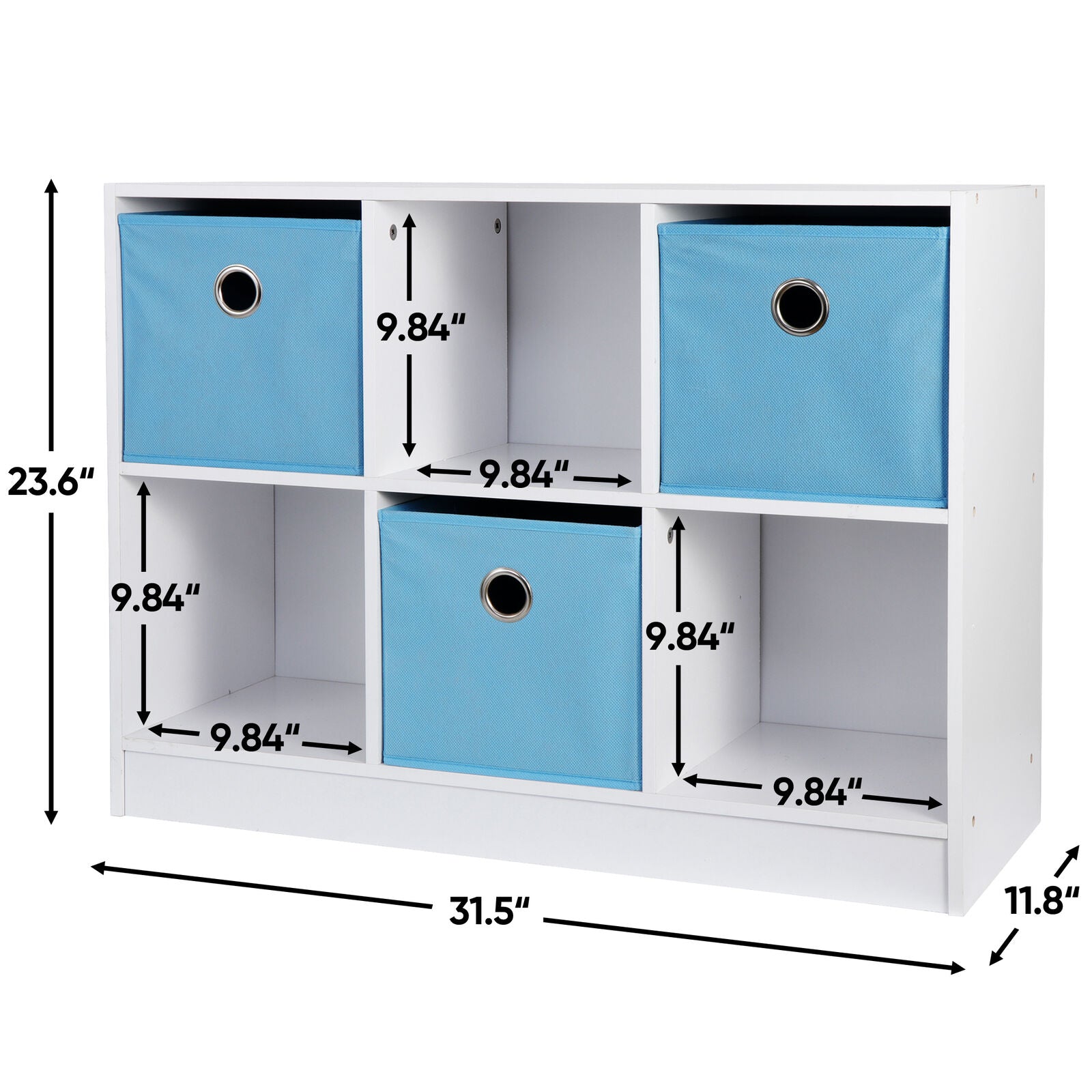 6 Cube Modern Storage Organizer Bookcase Storage White Light Blue Furniture