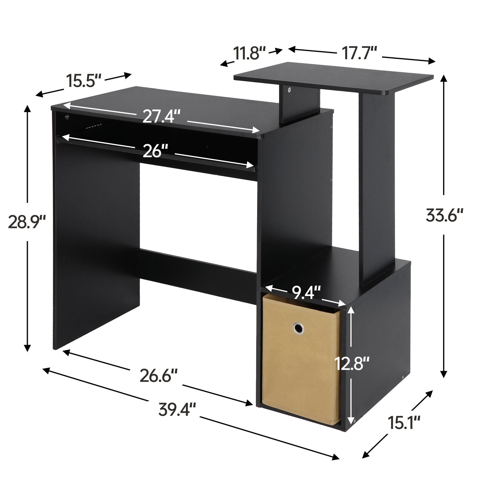 Sturdy Multipurpose Home Office Computer Writing Desk With Bookshelves Storage