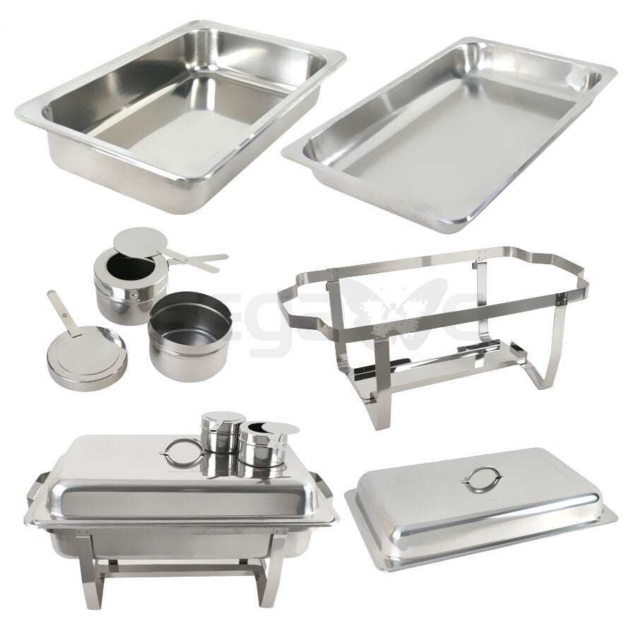 6 PACK CATERING STAINLESS STEEL CHAFER CHAFING DISH SETS 8 QT FULL SIZE BUFFET