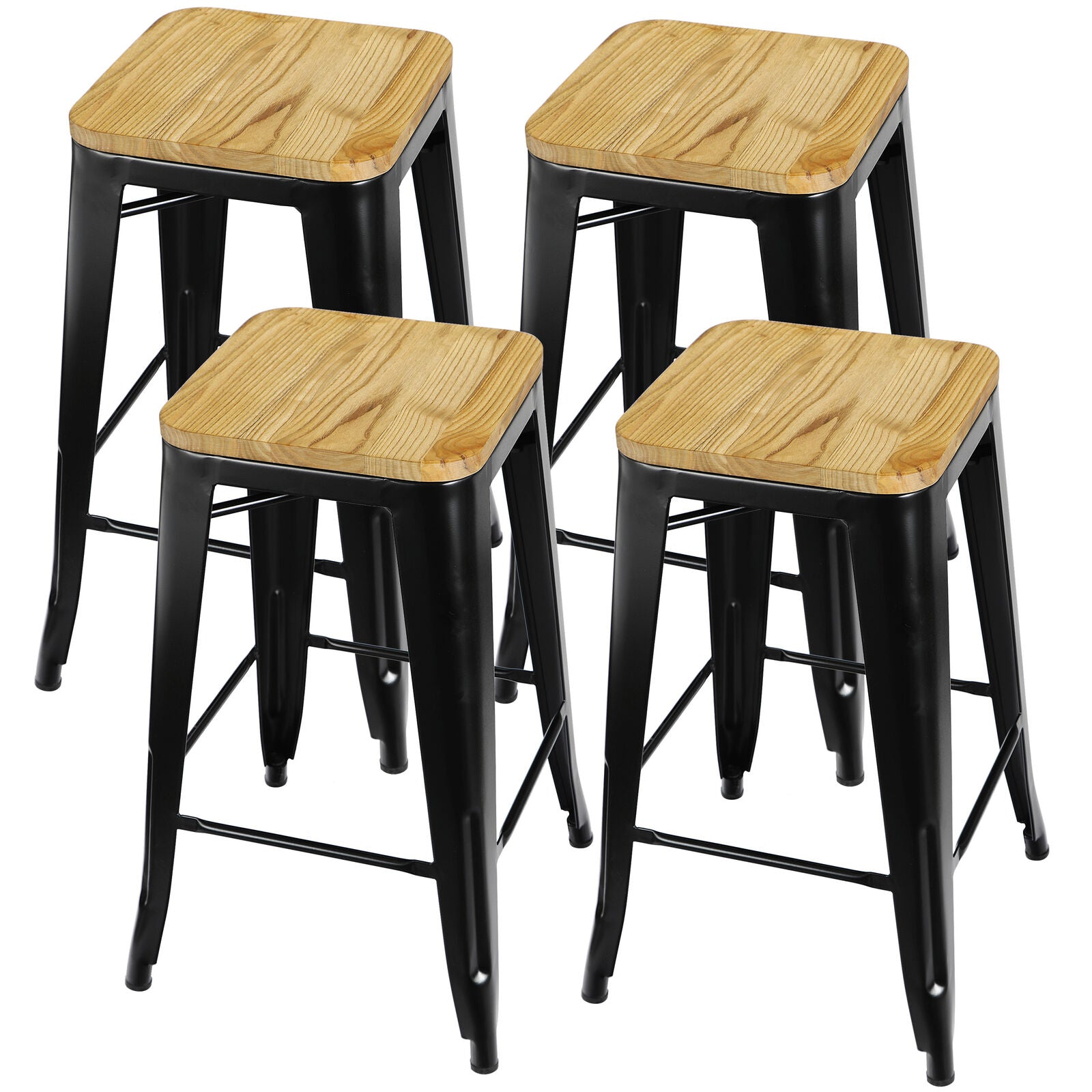 Set of 4 Metal Counter Bar Stools Pub Industrial 26