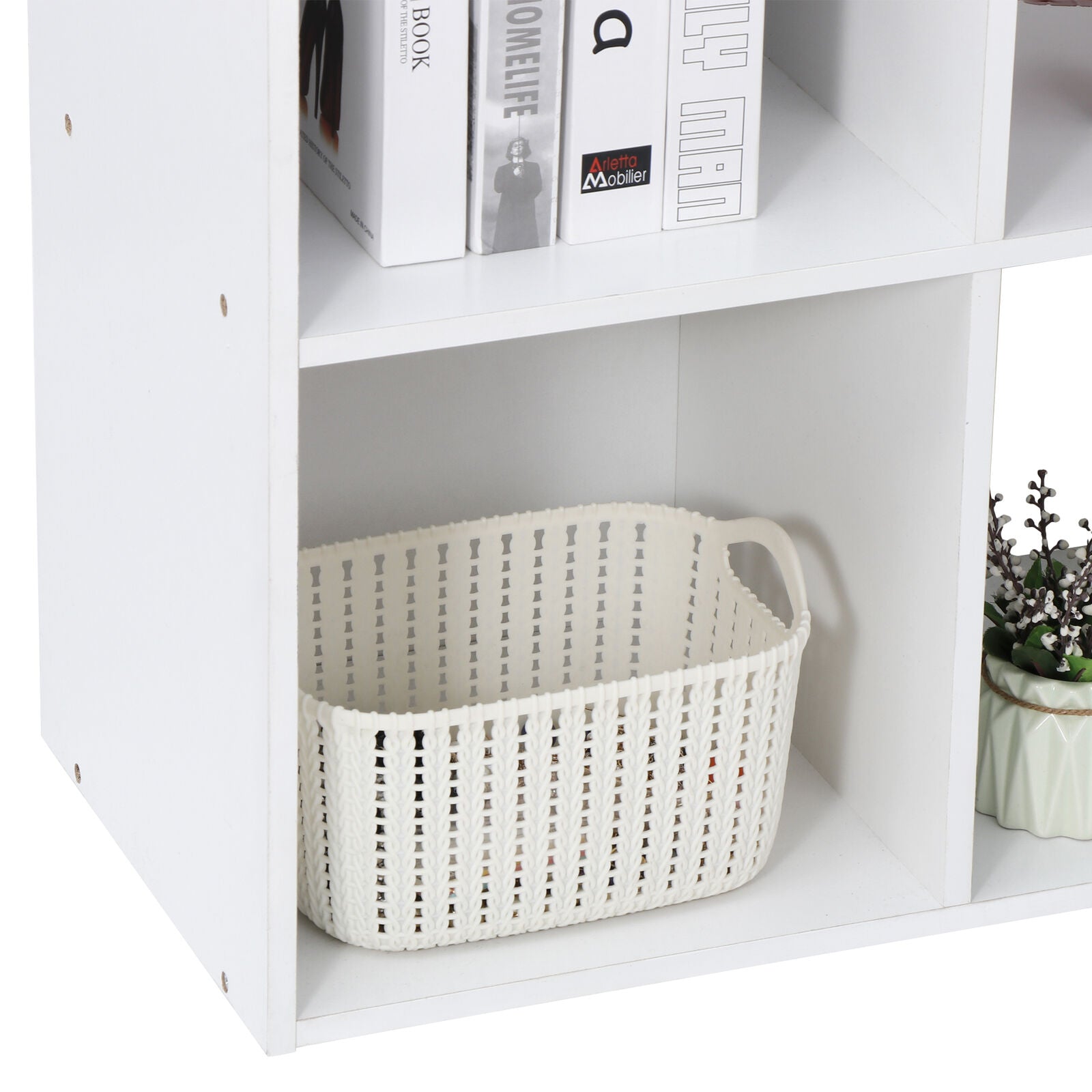 9 Cube Storage Organizer Wooden Bookshelf Display W/5 Removable Back Panel White