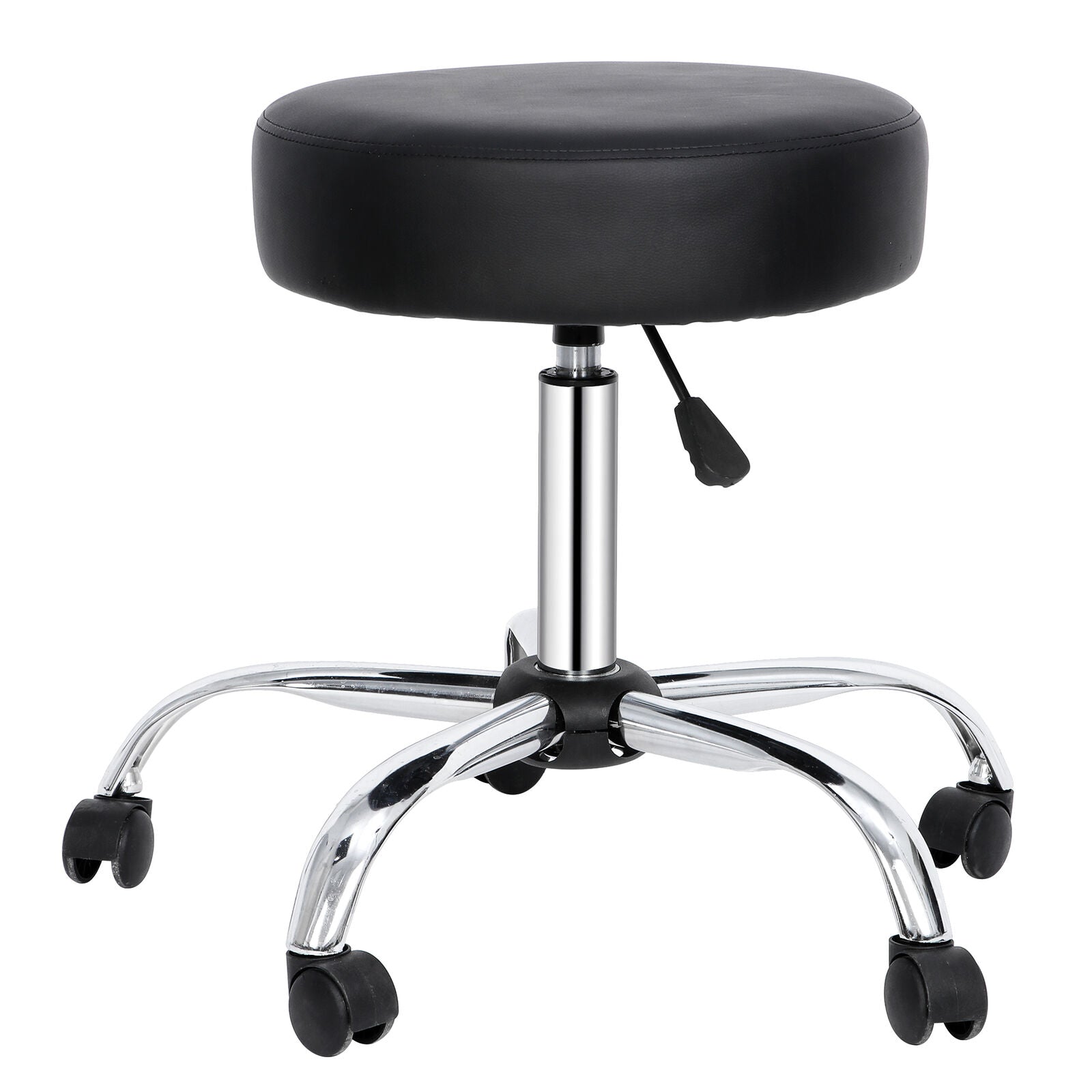 Adjustable Multi-Purpose Drafting Spa Bar Rolling Stool with Wheels Black