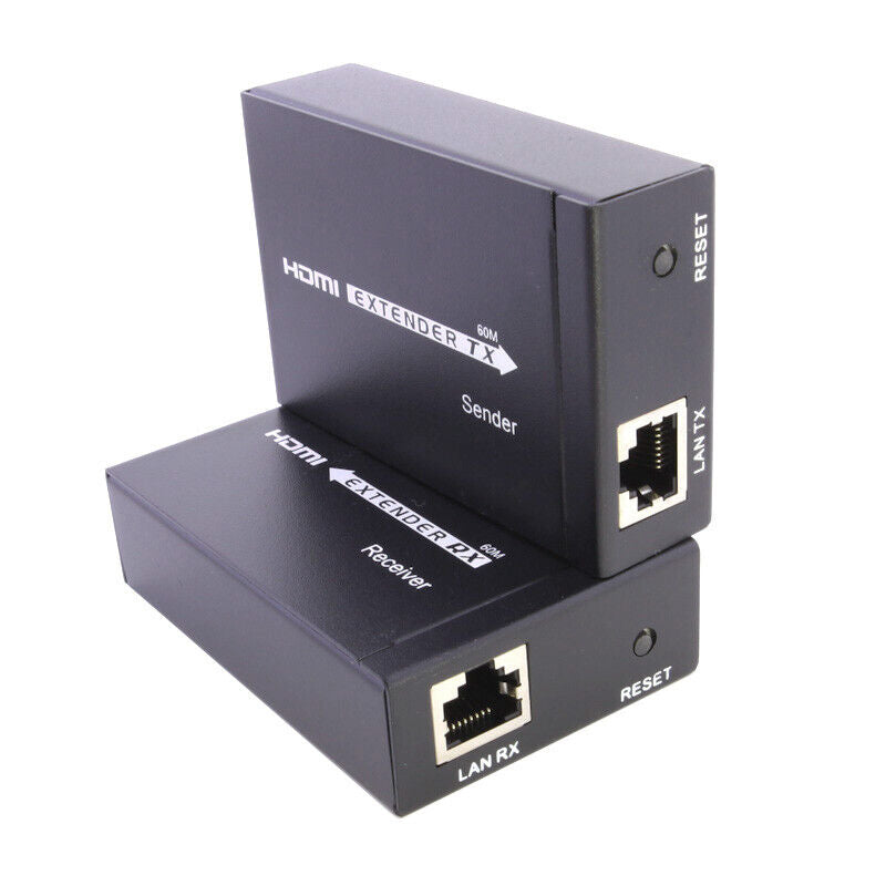 HDMI LAN EXTENDER OVER CAT 5E CAT 6 RJ45 UP TO 200FT 1080P With 2 AC Adapters
