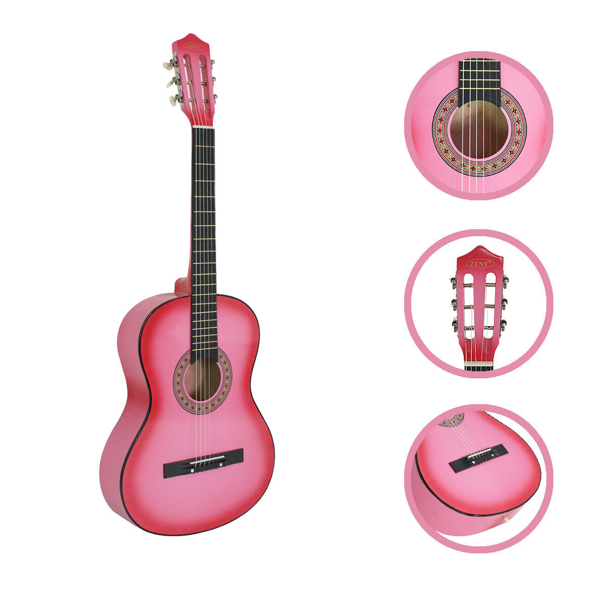 HOT New Beginners Pink Hardwood Acoustic Guitar With Guitar Pick Wire Strings