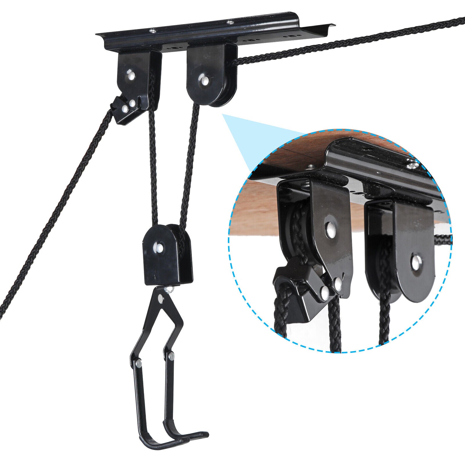 Heavy Duty Bike Hoist Pulley Lift Garage Ceiling Storage Rack W/ Safety Lock