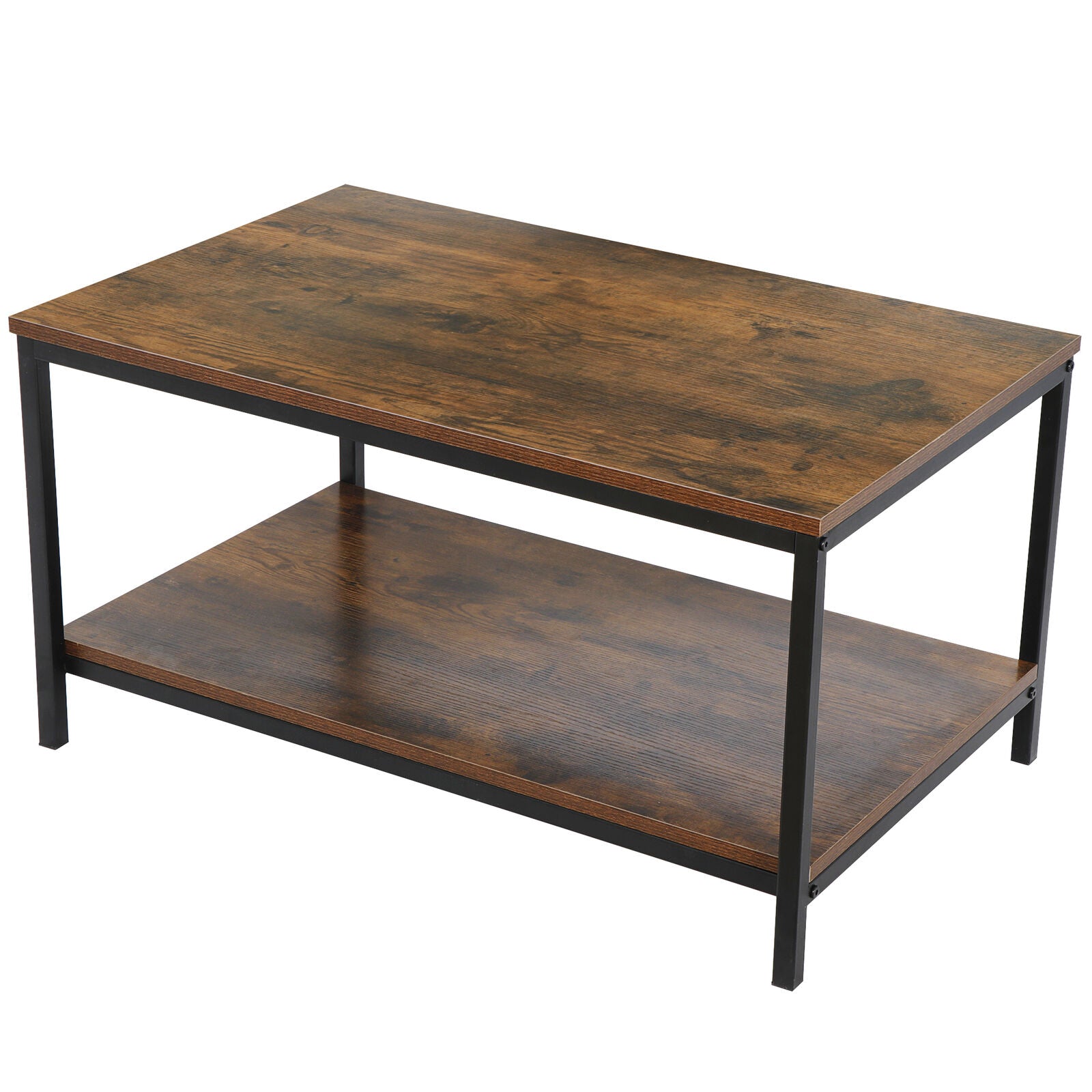 Coffee Table Industrial Vintage Cocktail Table with Storage Shelf for Livingroom
