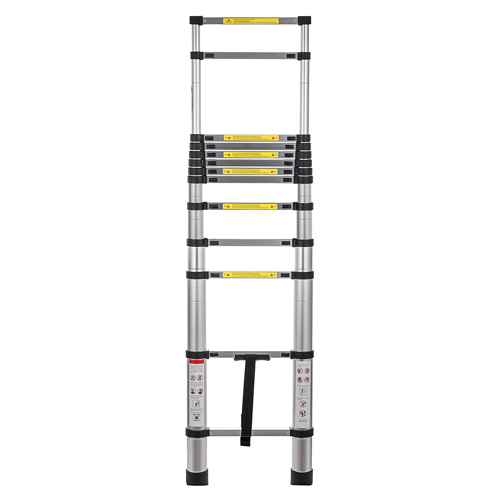 Telescoping Ladder 12.5 FT One Button Retraction Aluminum Telescopic Extension