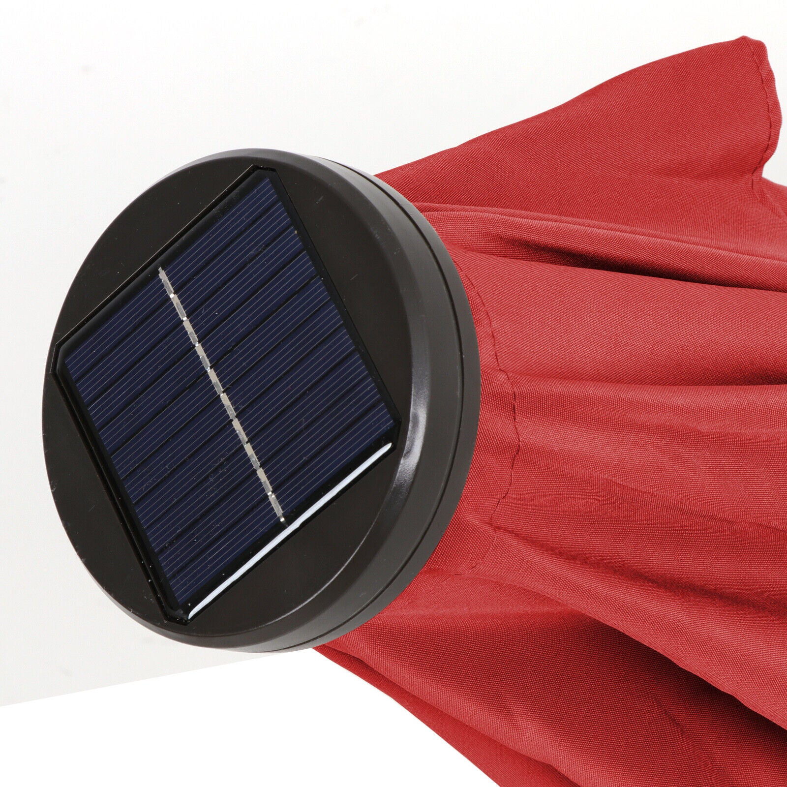 Sunshine Outdoor 10ft Solar Umbrella - 32 LED Light Aluminium Red Tilt Cover