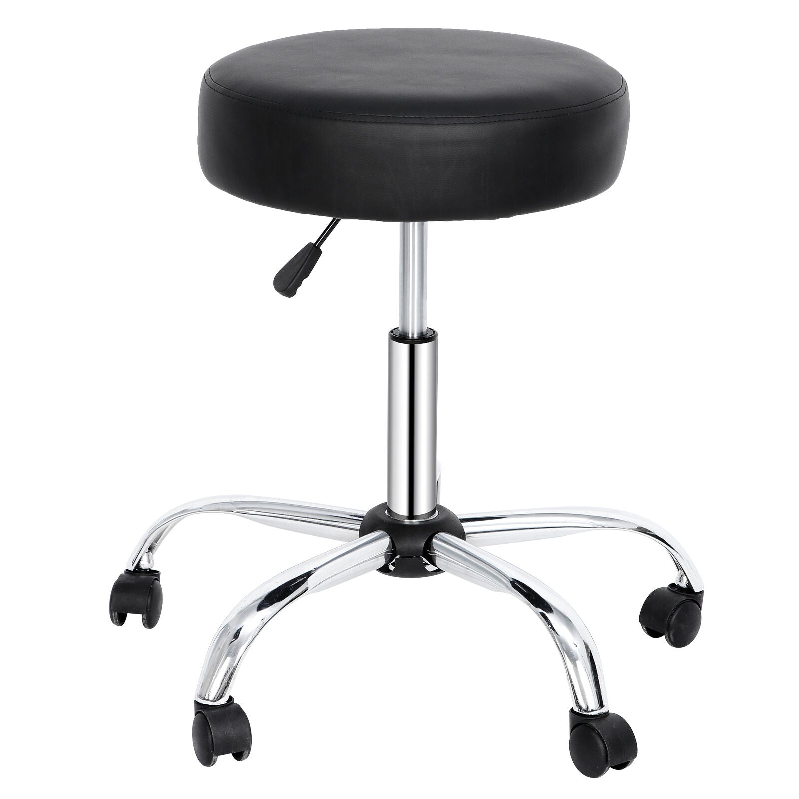 Adjustable Multi-Purpose Drafting Spa Bar Rolling Stool with Wheels Black