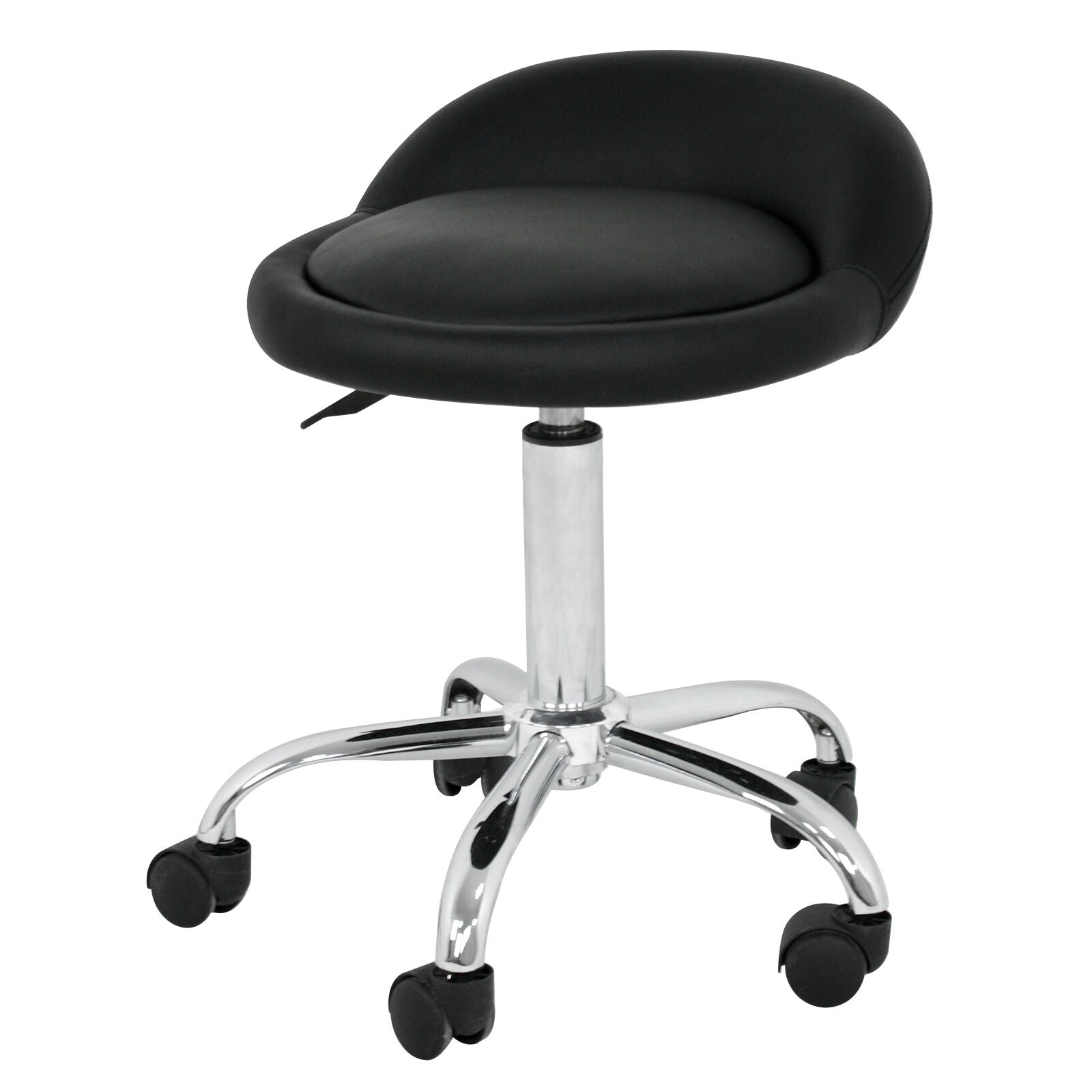 Set of 2 Salon Stool with Back Rest Saddle Rolling Hydraulic Spa Stools (BLACK)