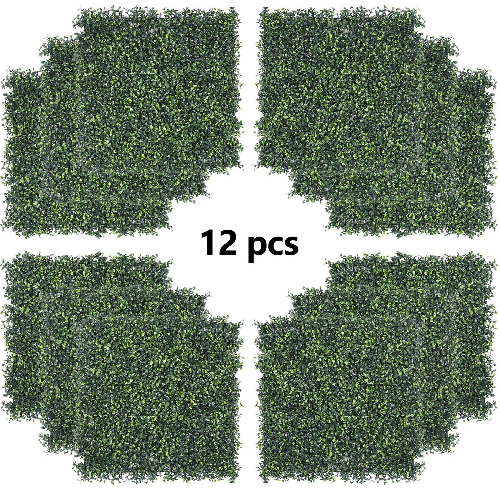 12pcs Artificial Boxwood Mat Wall Hedge Decor Privacy Fence Panels Grass 20x20