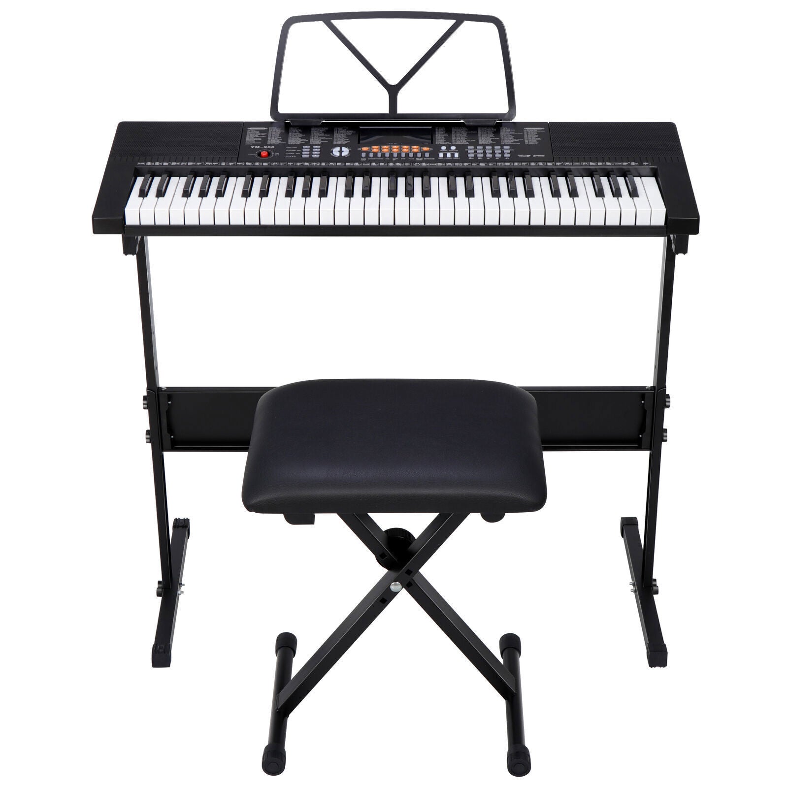 61 Key Electronic Keyboard Piano Adjustable W/Stand Stool Headphones Microphone