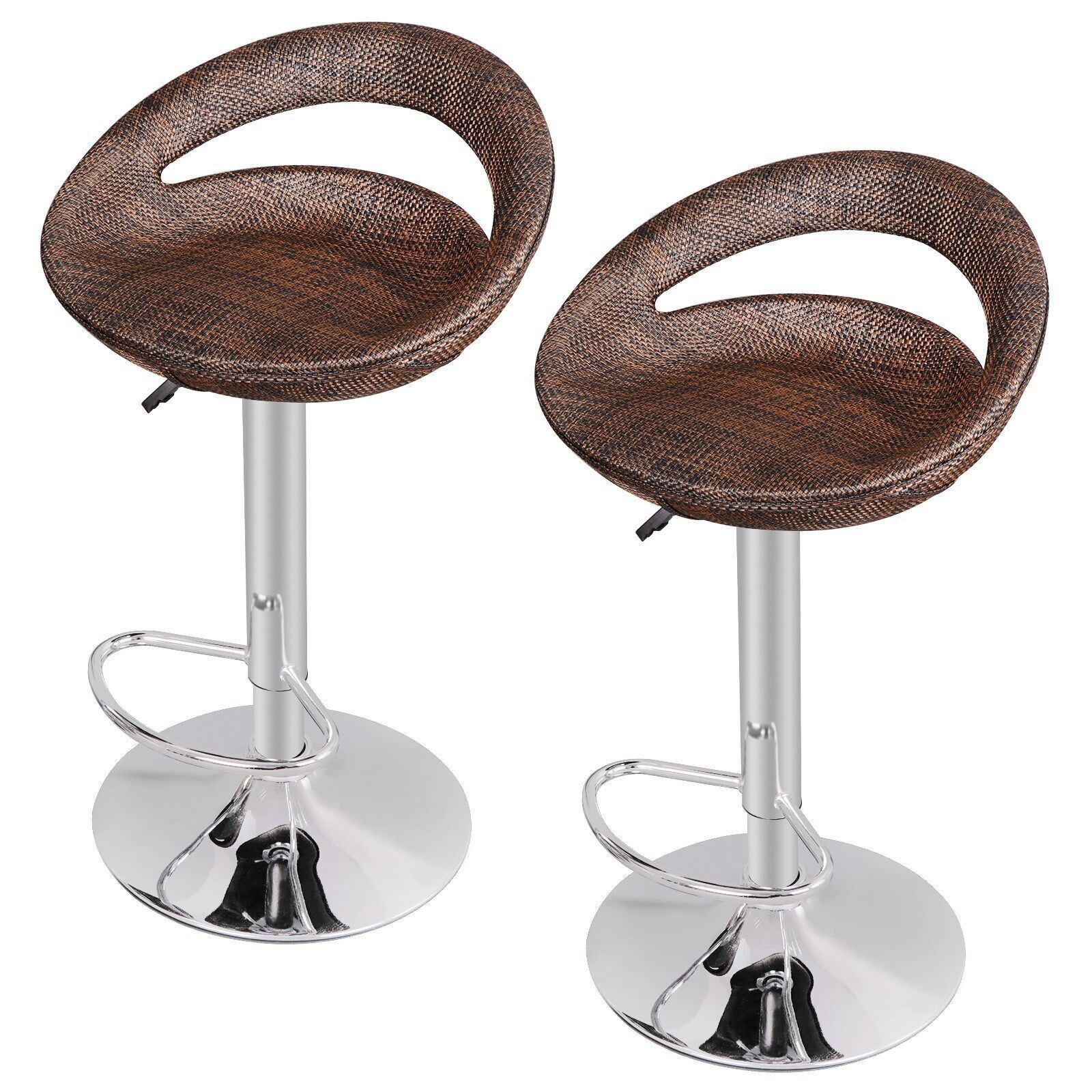 Set of 8 Adjustable Modern Pub Hydraulic Swivel Wicker Bar Stool Dinning Chair