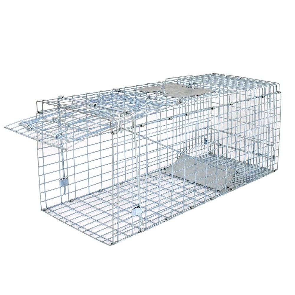 Humane Animal Trap 32x12x12 Steel Cage Live Rodent Control Skunk Rabbit Opossum