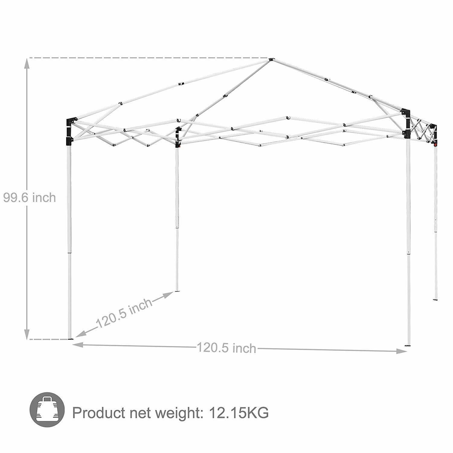 10 x 10 FT Pop-Up Foldable Waterproof Canopy Tent Adjustable Heights with Bag