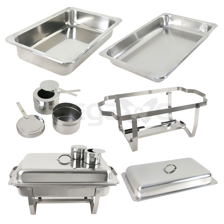 6 Pack 8QT Chafing Dish Stainless Steel Chafer Catering Food Warmer Buffet Set