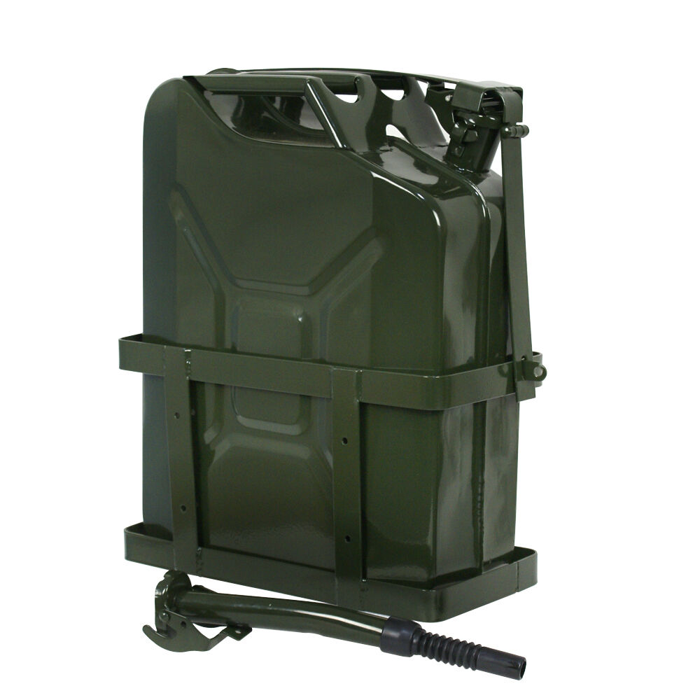 4x Jerry Can 5 Gallon 20L Oil Army Backup Military Metal Steel Tank w/ Holder