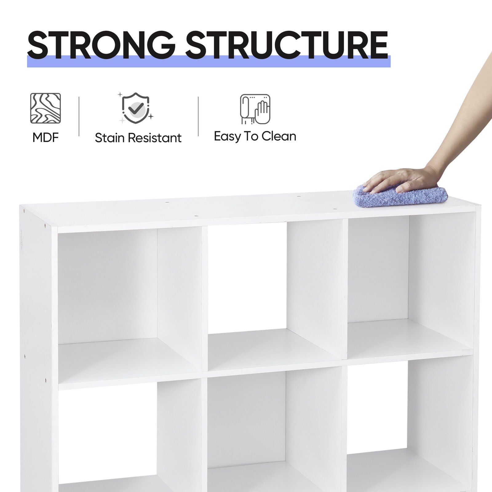 9 Cube Storage Organizer Wooden Bookshelf Display W/5 Removable Back Panel White