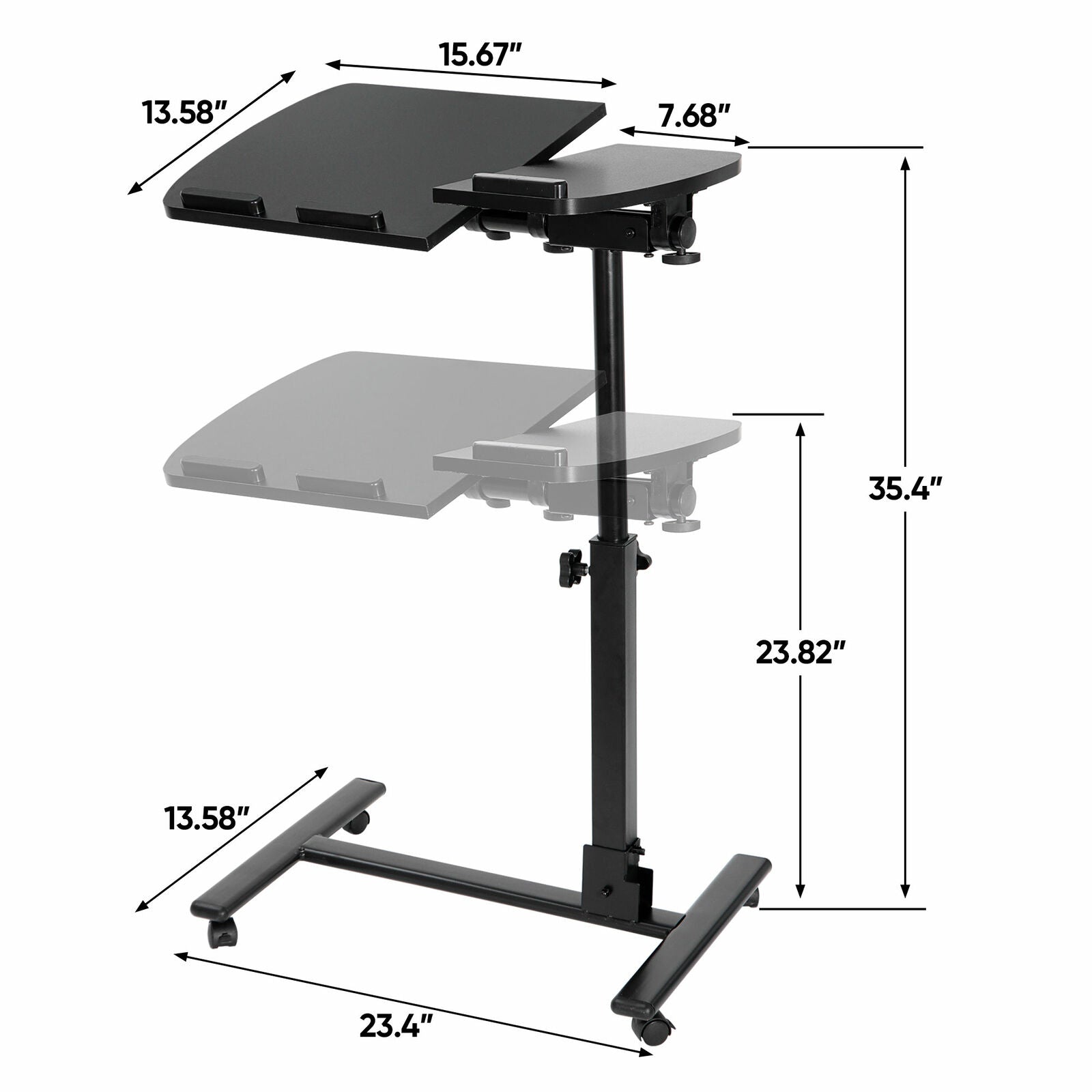 Angle Height Adjustable Rolling Laptop Desk Over Sofa Bed Notebook Table Stand