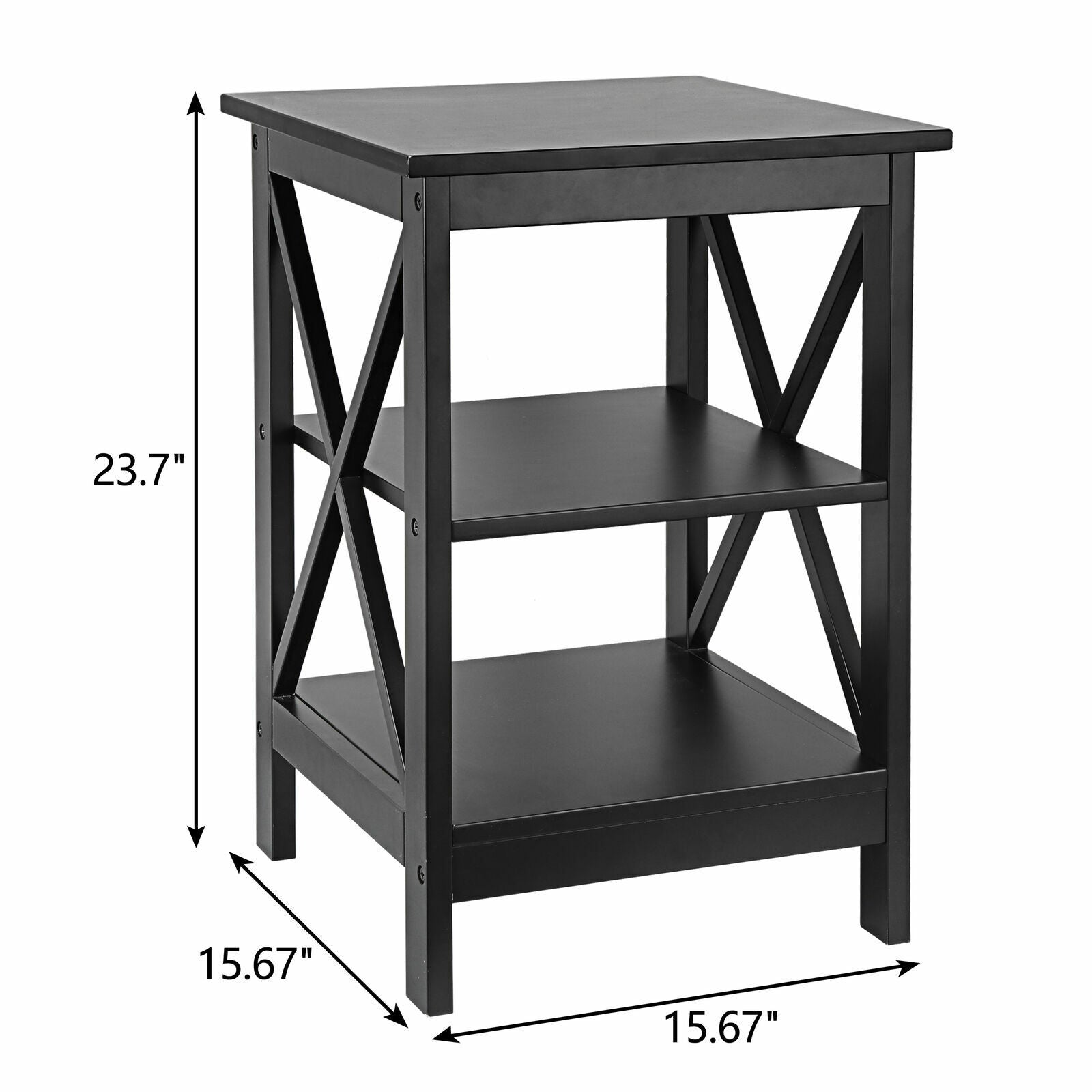 2PCS End Table with Storage Shelves Versatile X-Design Sofa Side Table Furniture