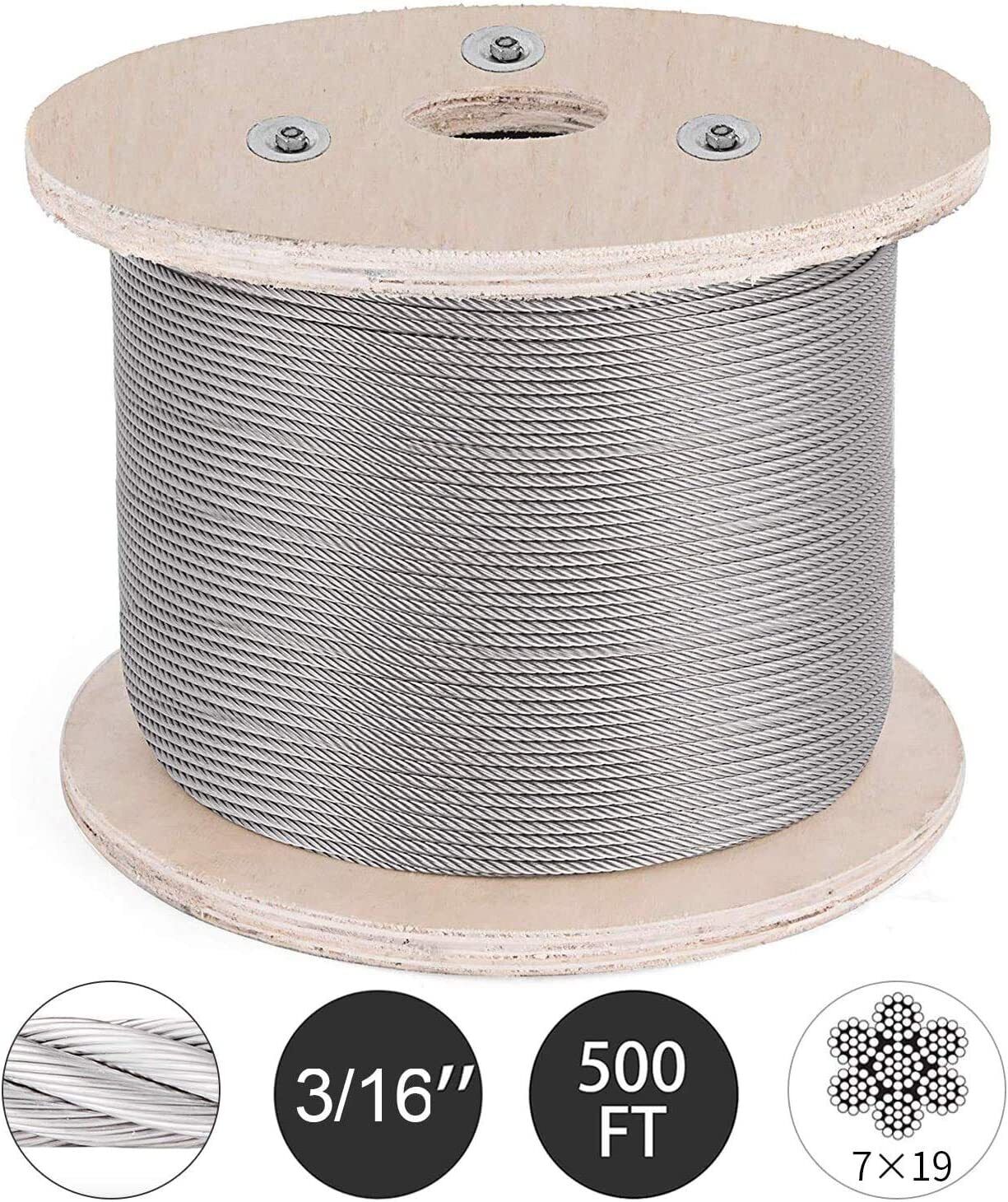 T304 Stainless Steel Cable Wire Rope 3/16