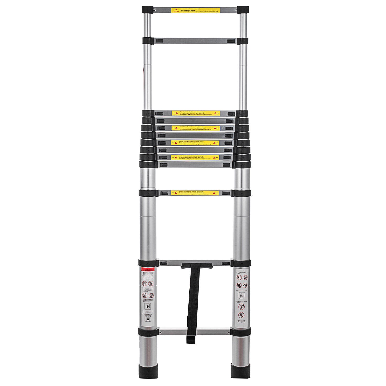 Telescoping Ladder 12.5 FT One Button Retraction Aluminum Telescopic Extension