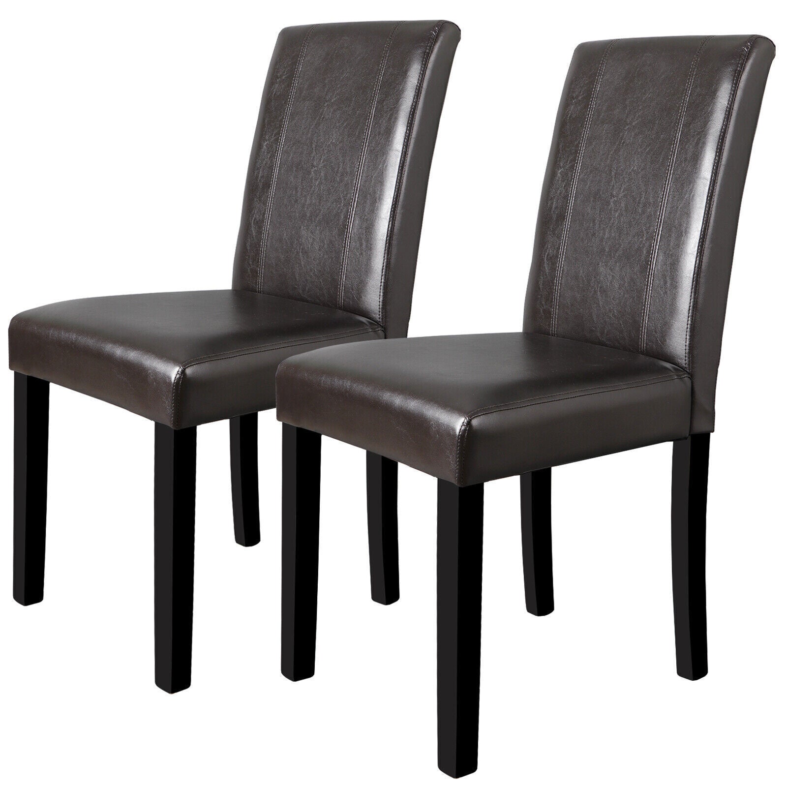 2 Set of Dining Chairs Simple Style Urban Leather Dining Parson Seats Brown