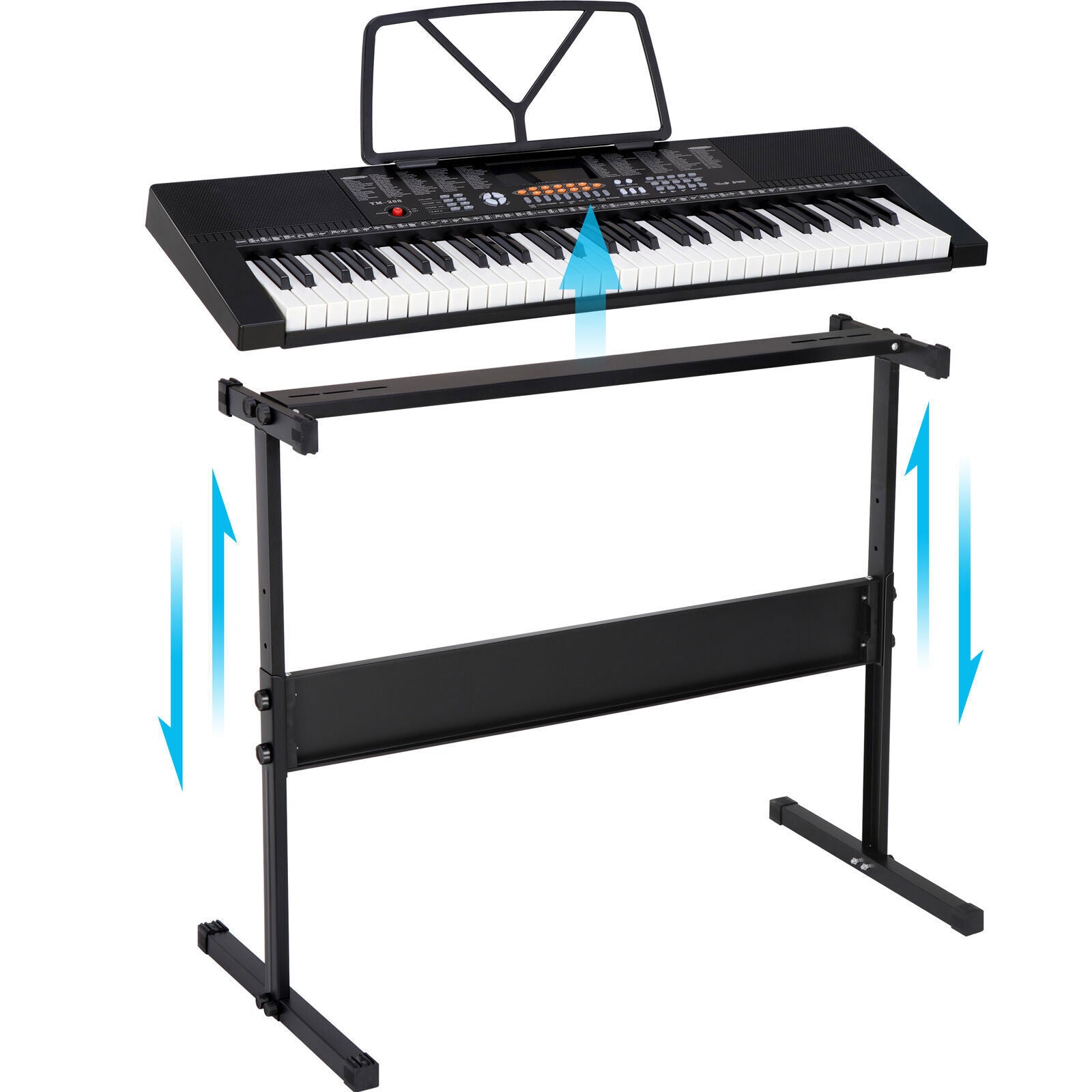 61 Key Electronic Keyboard Piano Adjustable W/Stand Stool Headphones Microphone