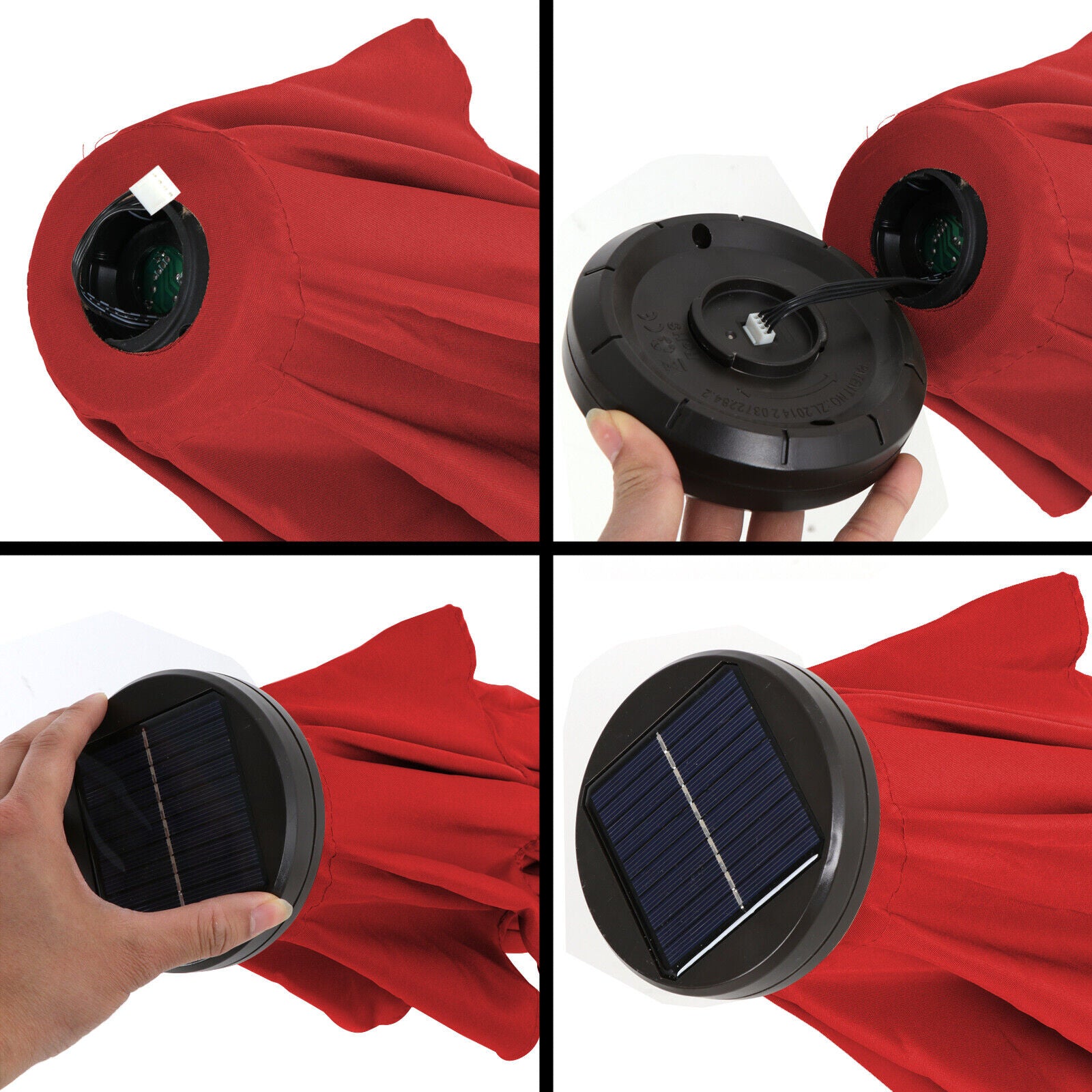 Sunshine Outdoor 10ft Solar Umbrella - 32 LED Light Aluminium Red Tilt Cover