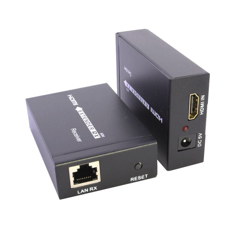 HDMI LAN EXTENDER OVER CAT 5E CAT 6 RJ45 UP TO 200FT 1080P With 2 AC Adapters