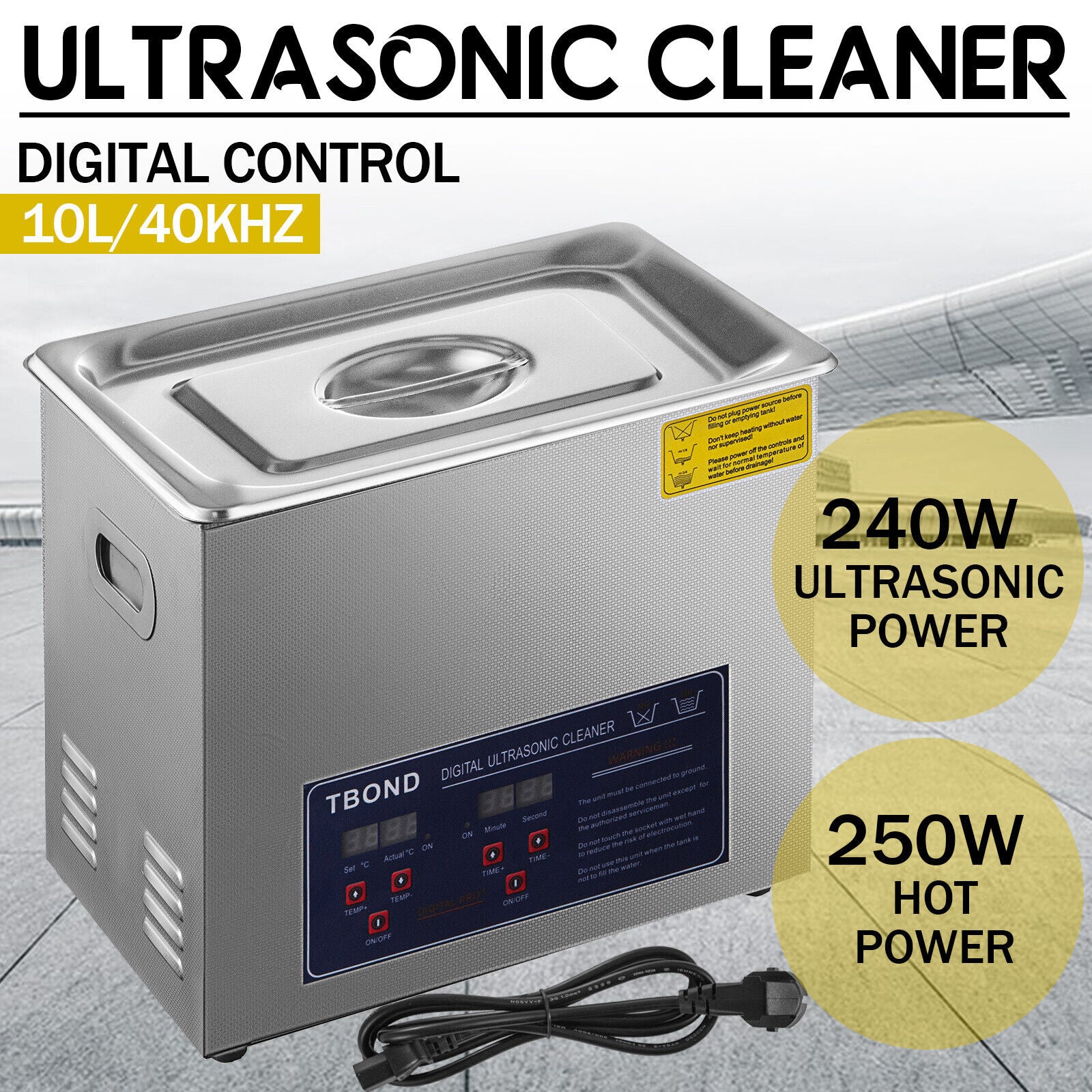 New 10L Ultrasonic Cleaner Stainless Steel Industry Heated Heater w/Timer